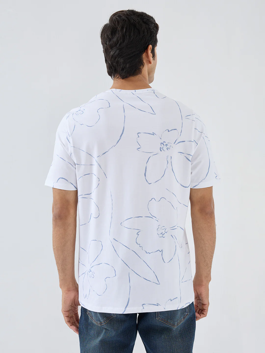 Men T-Shirt Print White Regular Fit - Image 3