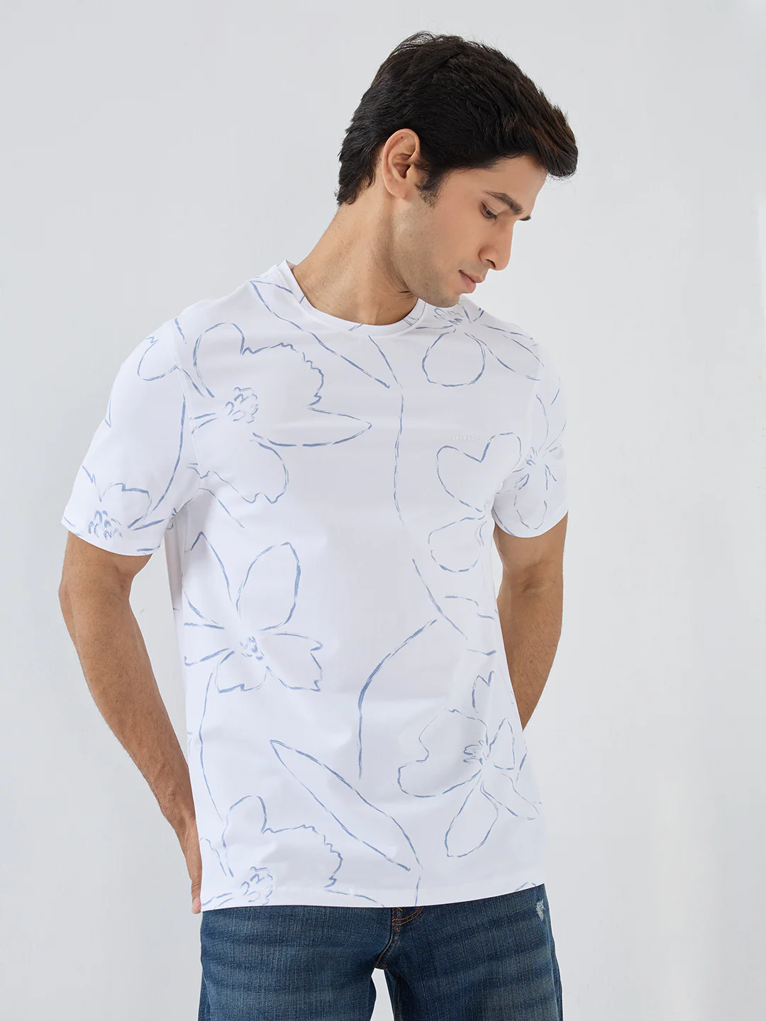 Men T-Shirt Print White Regular Fit - Image 4