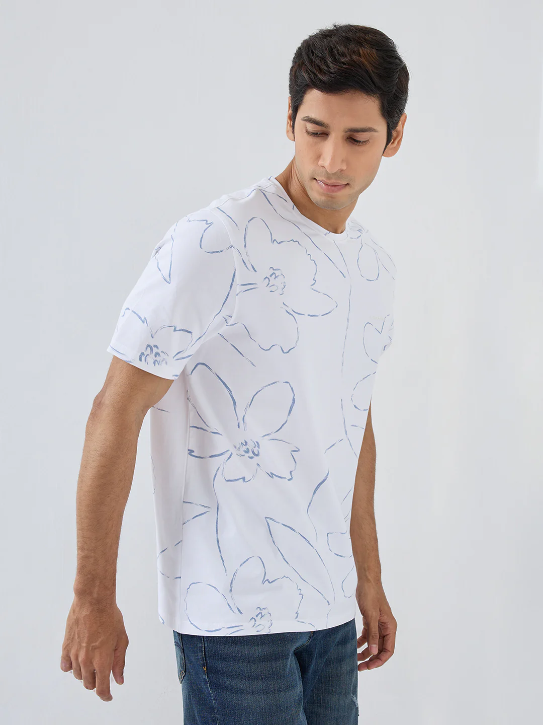 Men T-Shirt Print White Regular Fit - Image 5