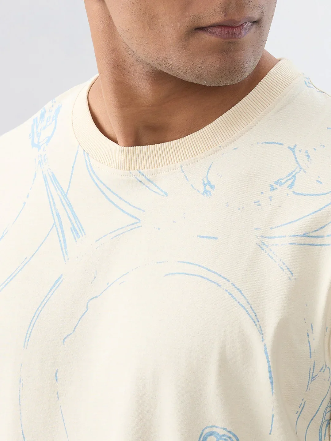 Men T-Shirt Print Brown Relaxed Fit - Image 4