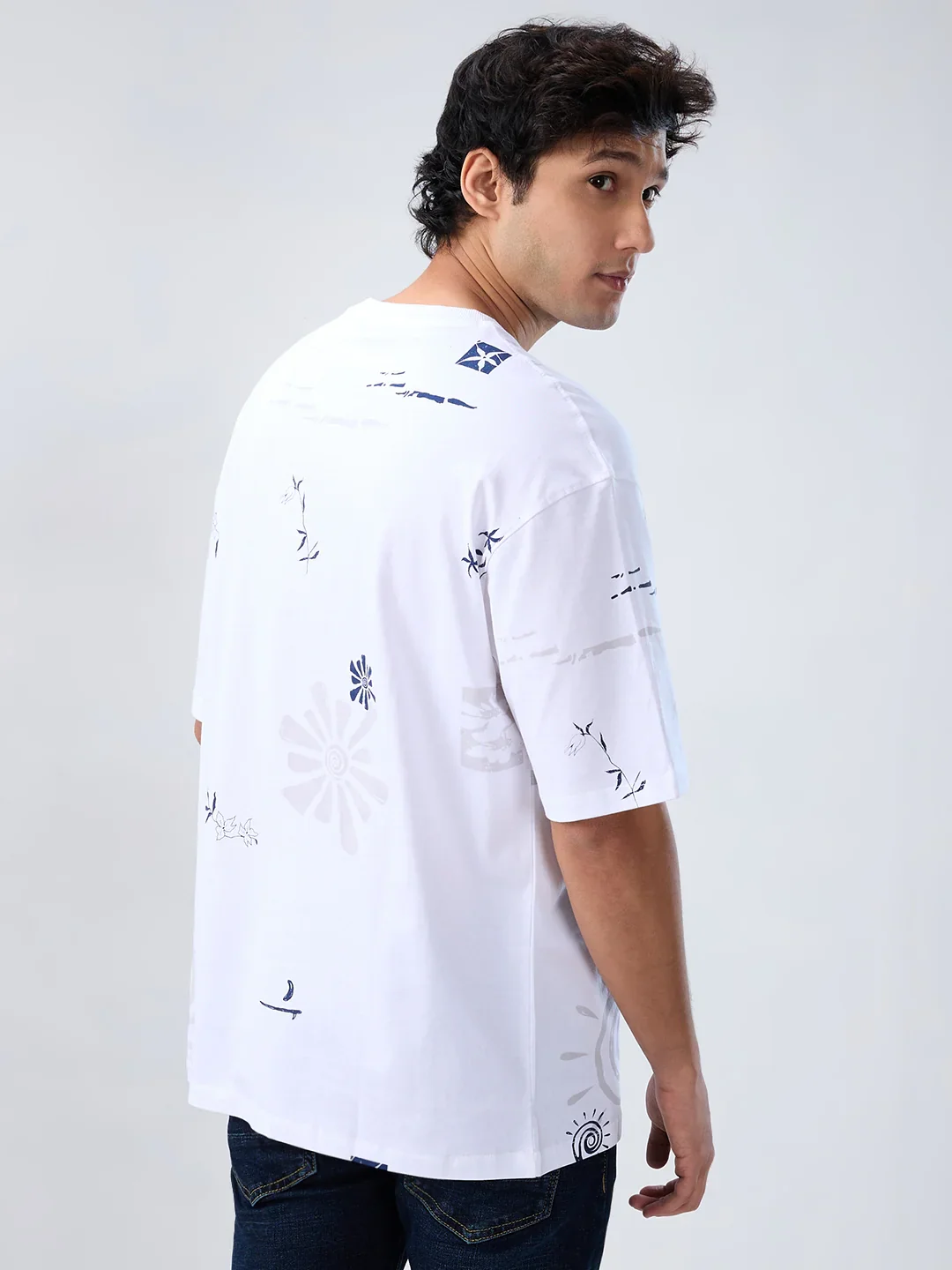Men T-Shirt Print White Relaxed Fit - Image 6
