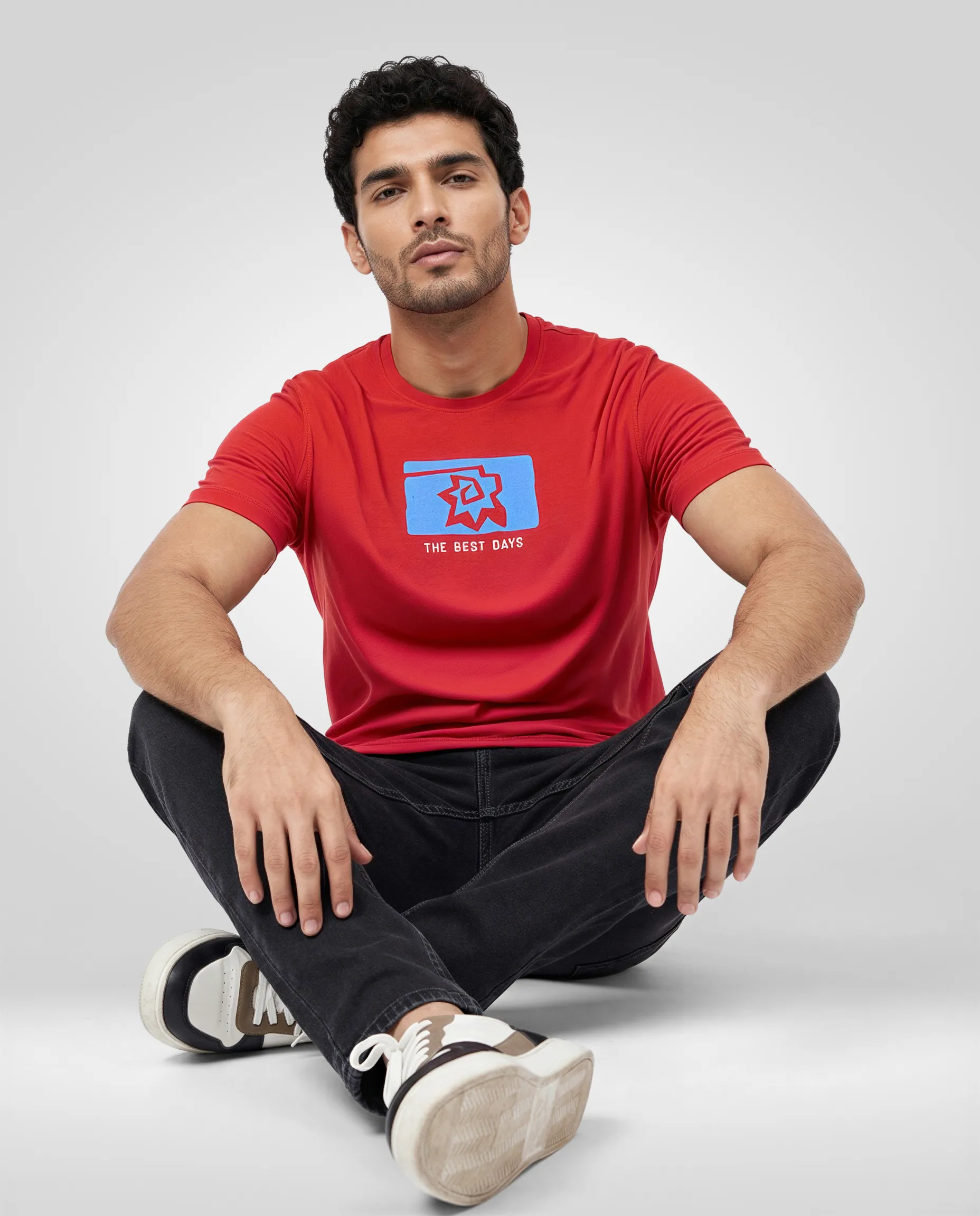 Men T-Shirt Graphic Red Regular Fit - Image 2