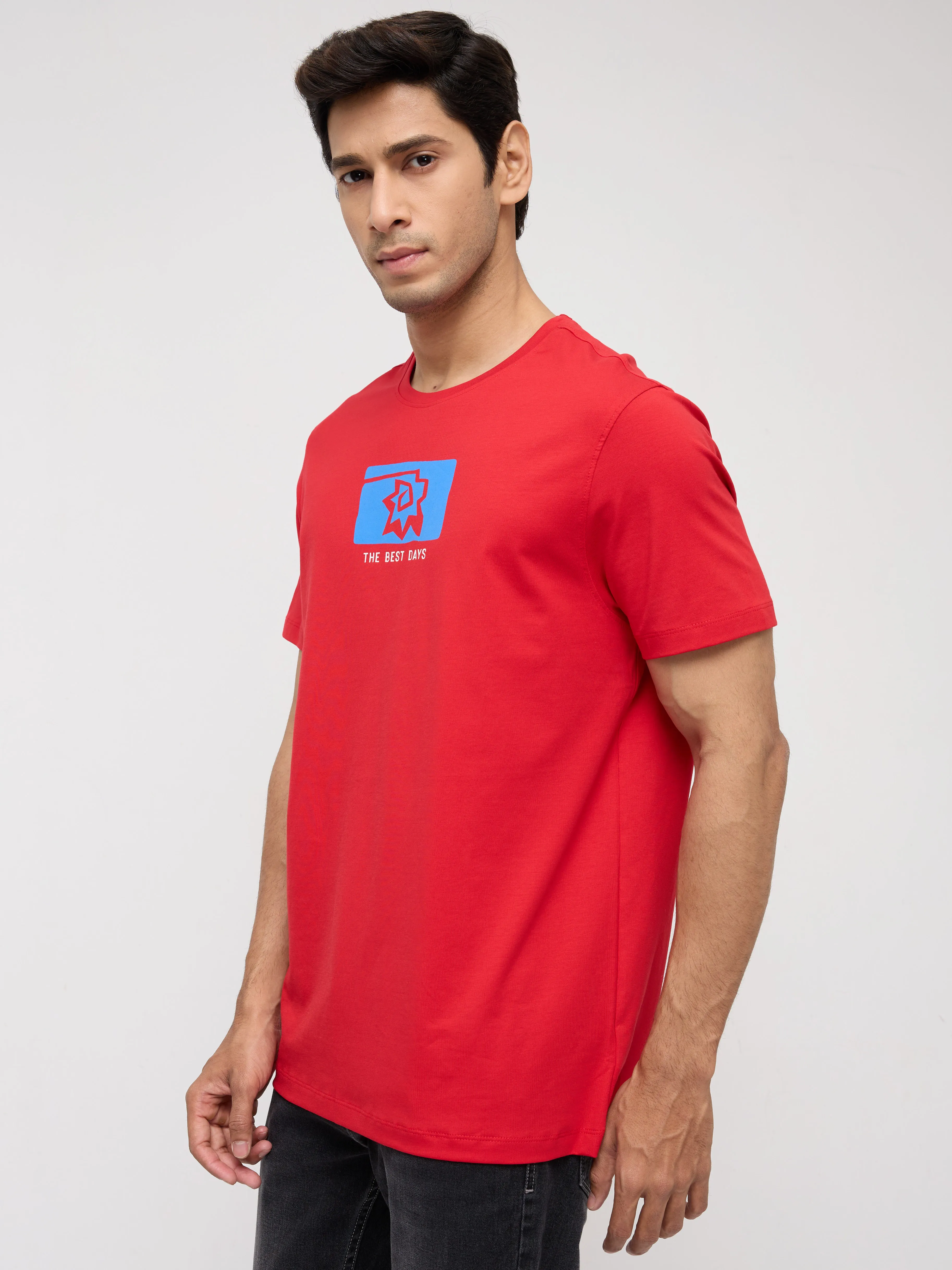 Men T-Shirt Graphic Red Regular Fit - Image 4