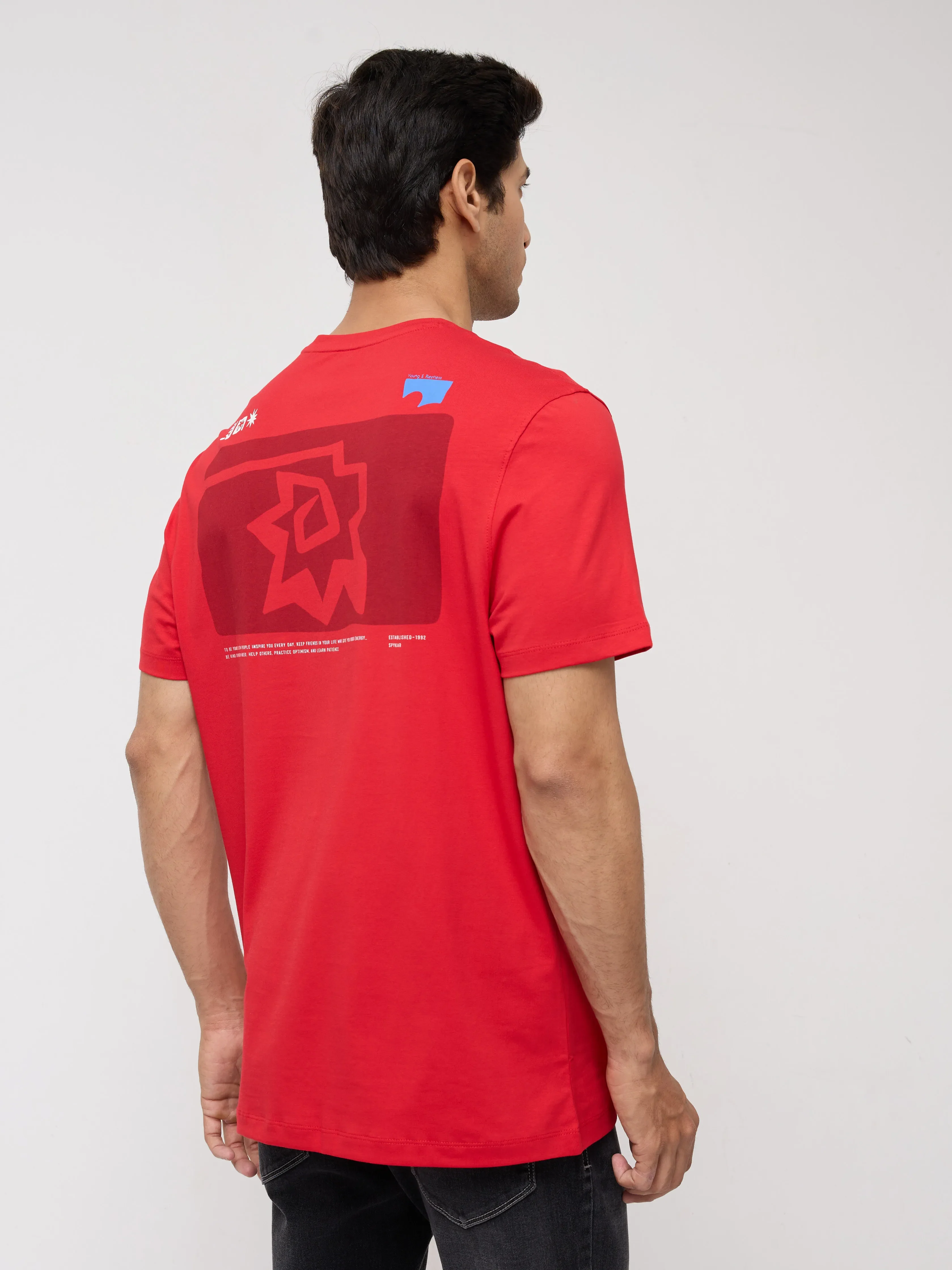Men T-Shirt Graphic Red Regular Fit - Image 5
