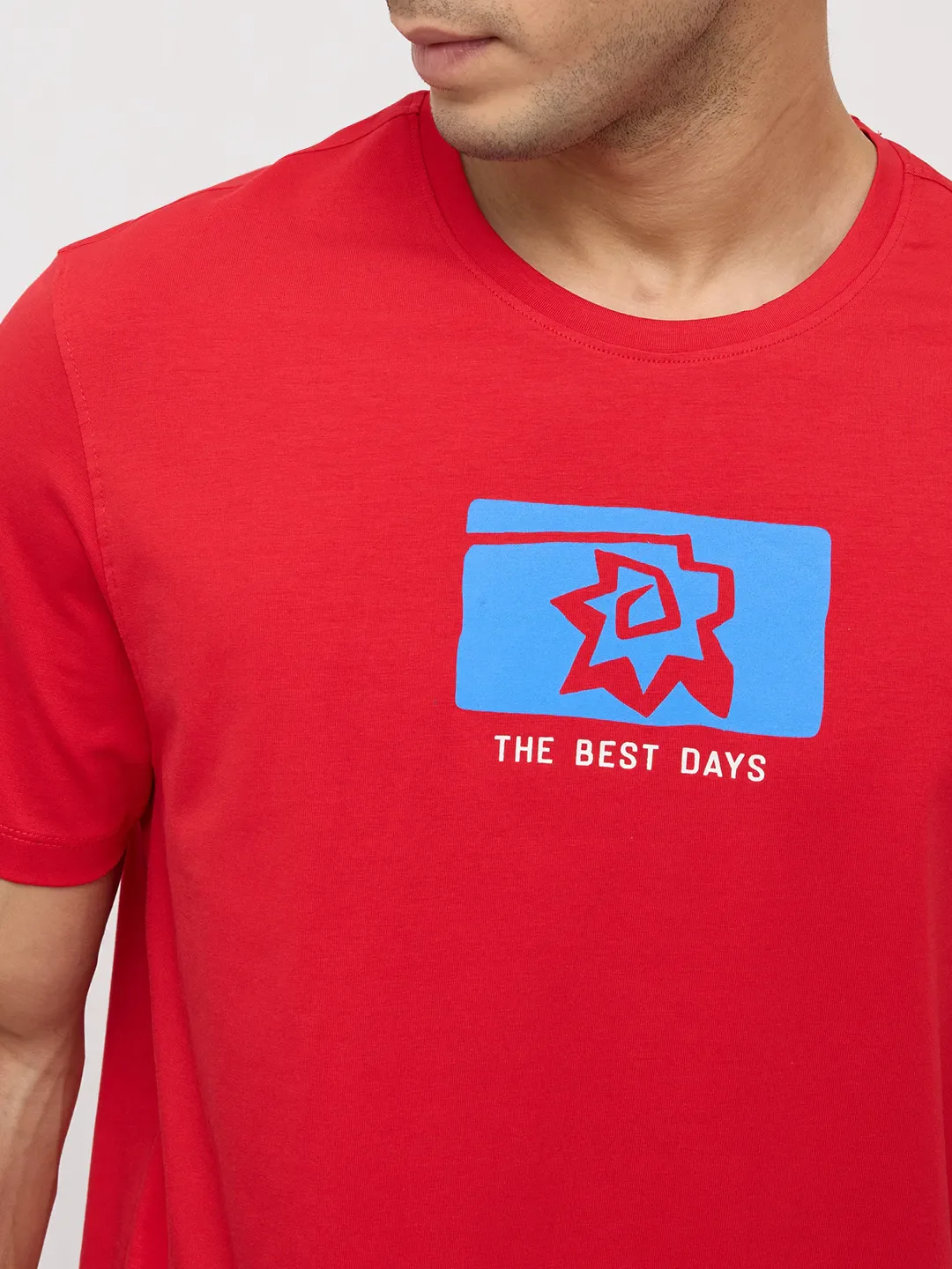 Men T-Shirt Graphic Red Regular Fit - Image 6