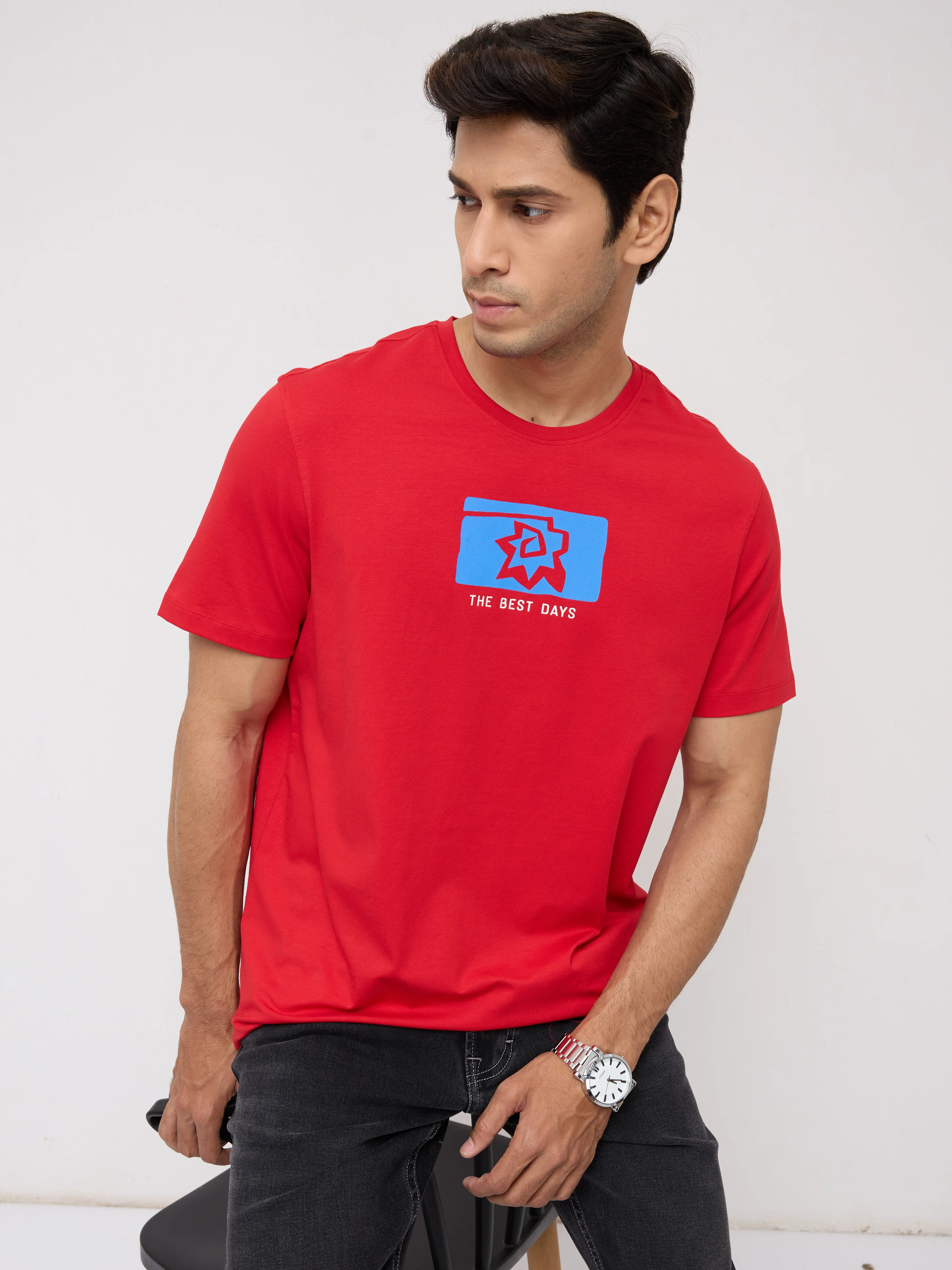 Men T-Shirt Graphic Red Regular Fit - Image 7