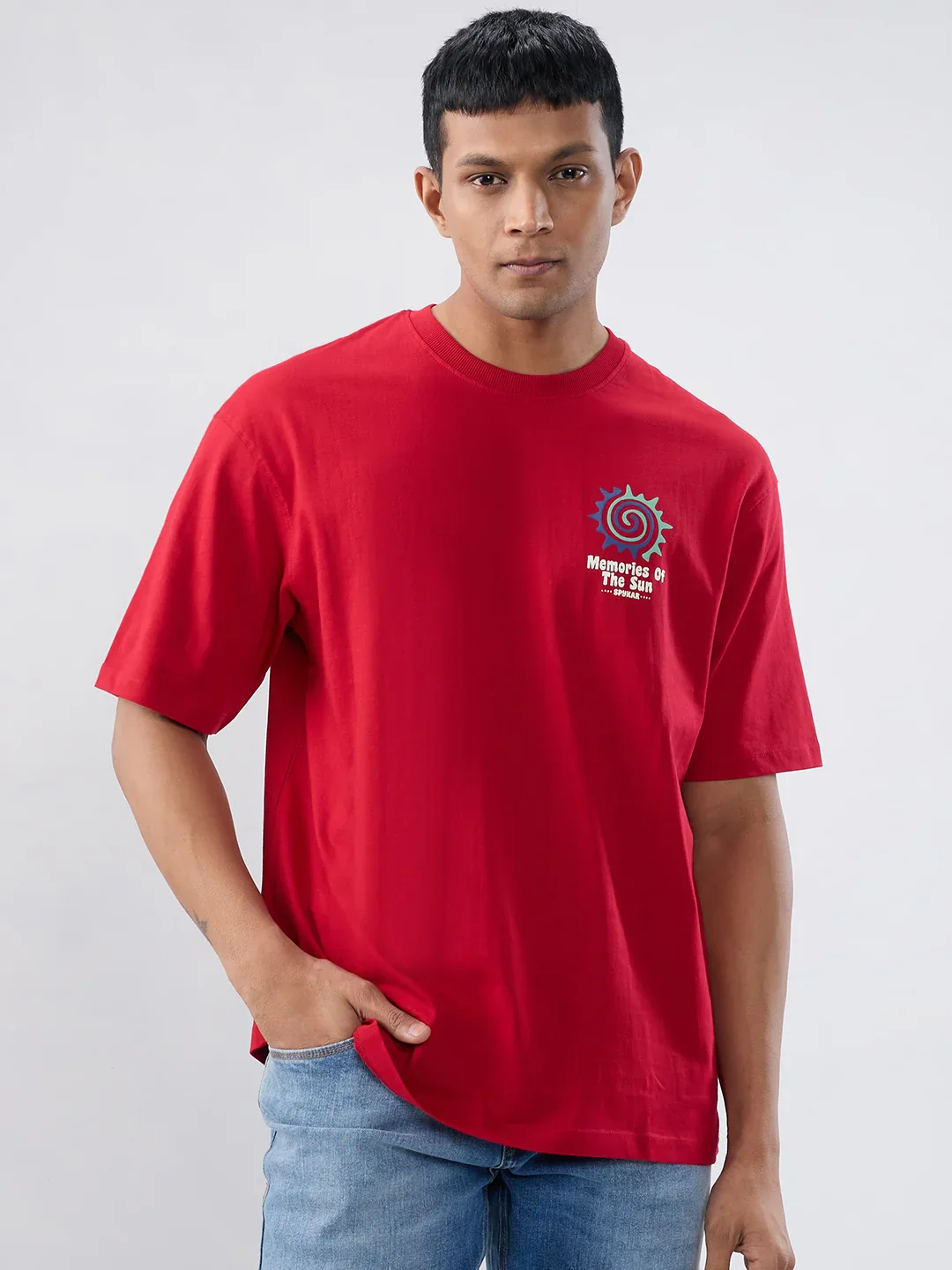 Men T-Shirt Graphic Red Relaxed Fit