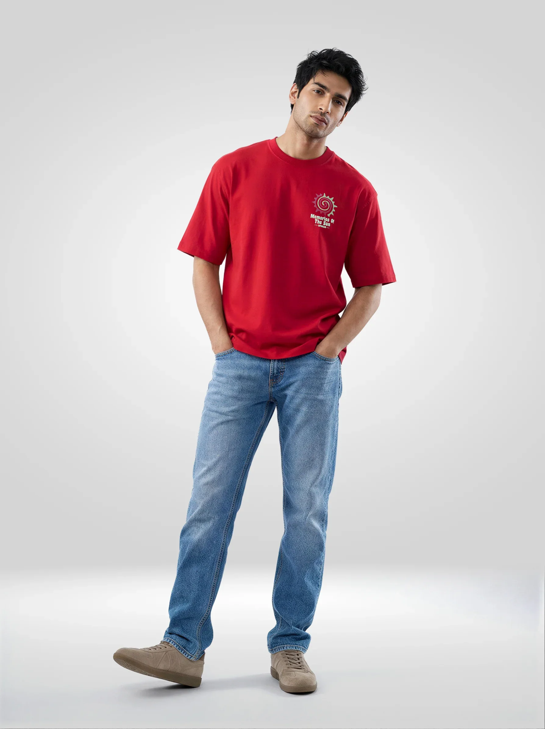 Men T-Shirt Graphic Red Relaxed Fit - Image 2