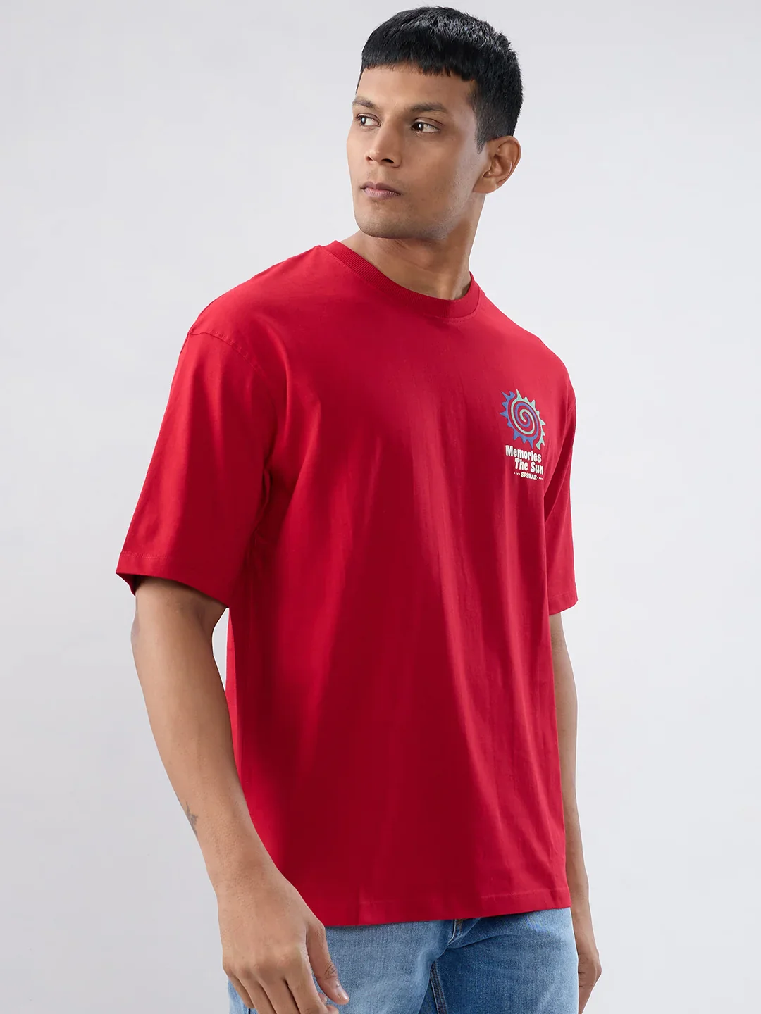 Men T-Shirt Graphic Red Relaxed Fit - Image 3