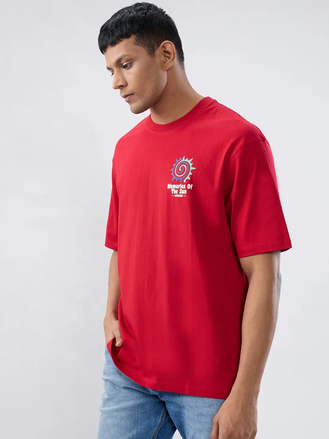Men T-Shirt Graphic Red Relaxed Fit - Image 5