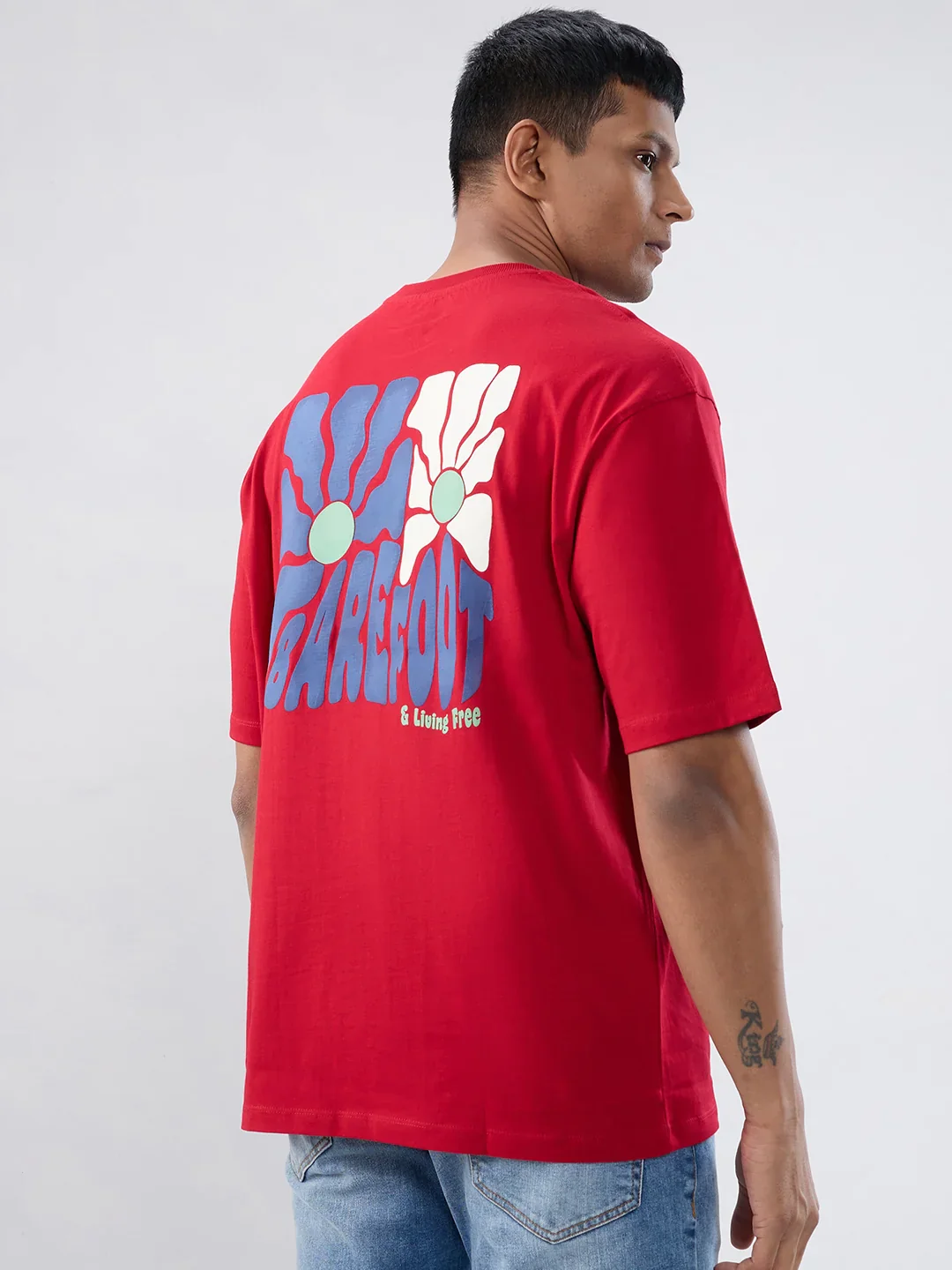 Men T-Shirt Graphic Red Relaxed Fit - Image 6