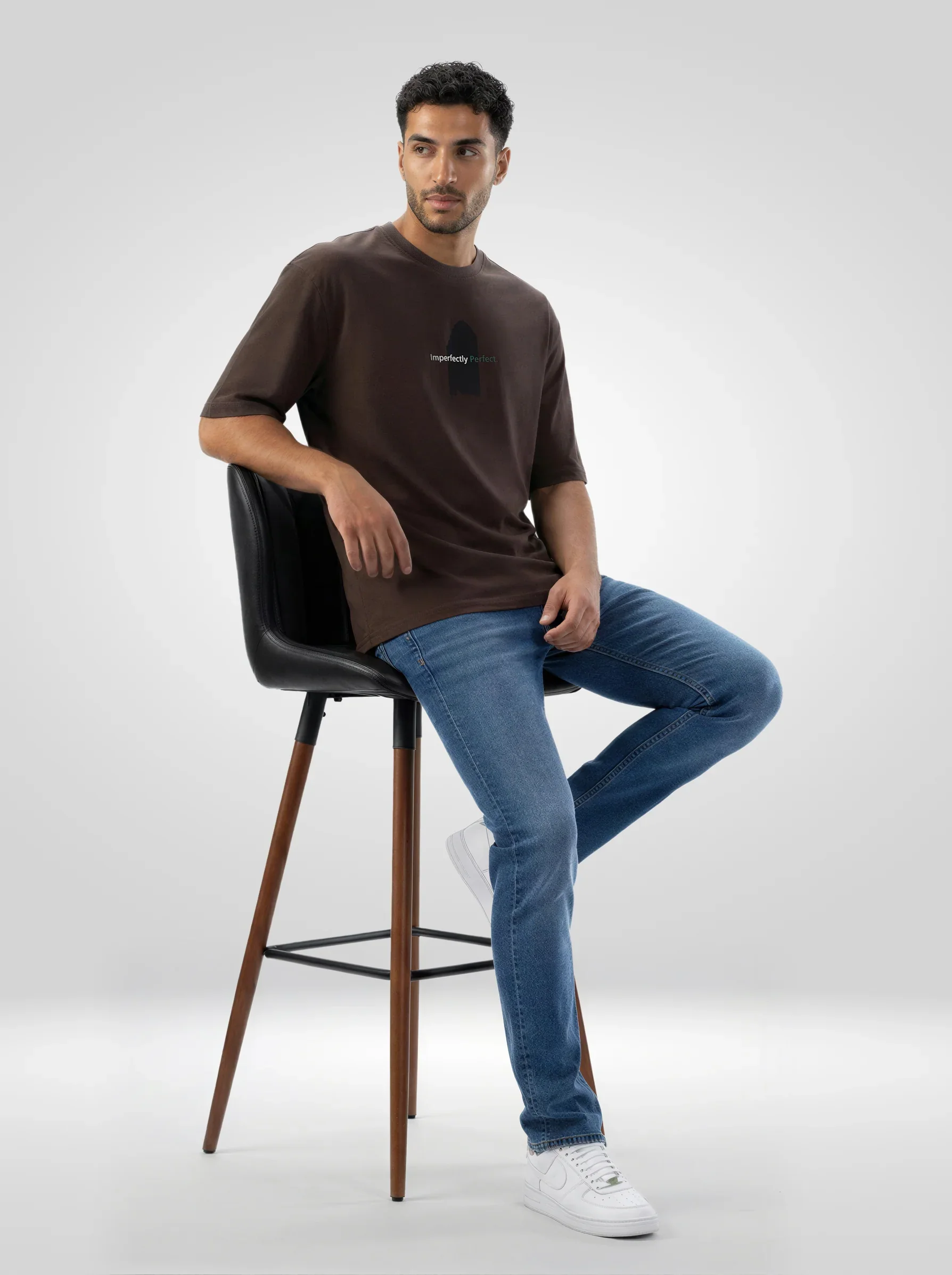 Men T-Shirt Graphic Brown Relaxed Fit - Image 2