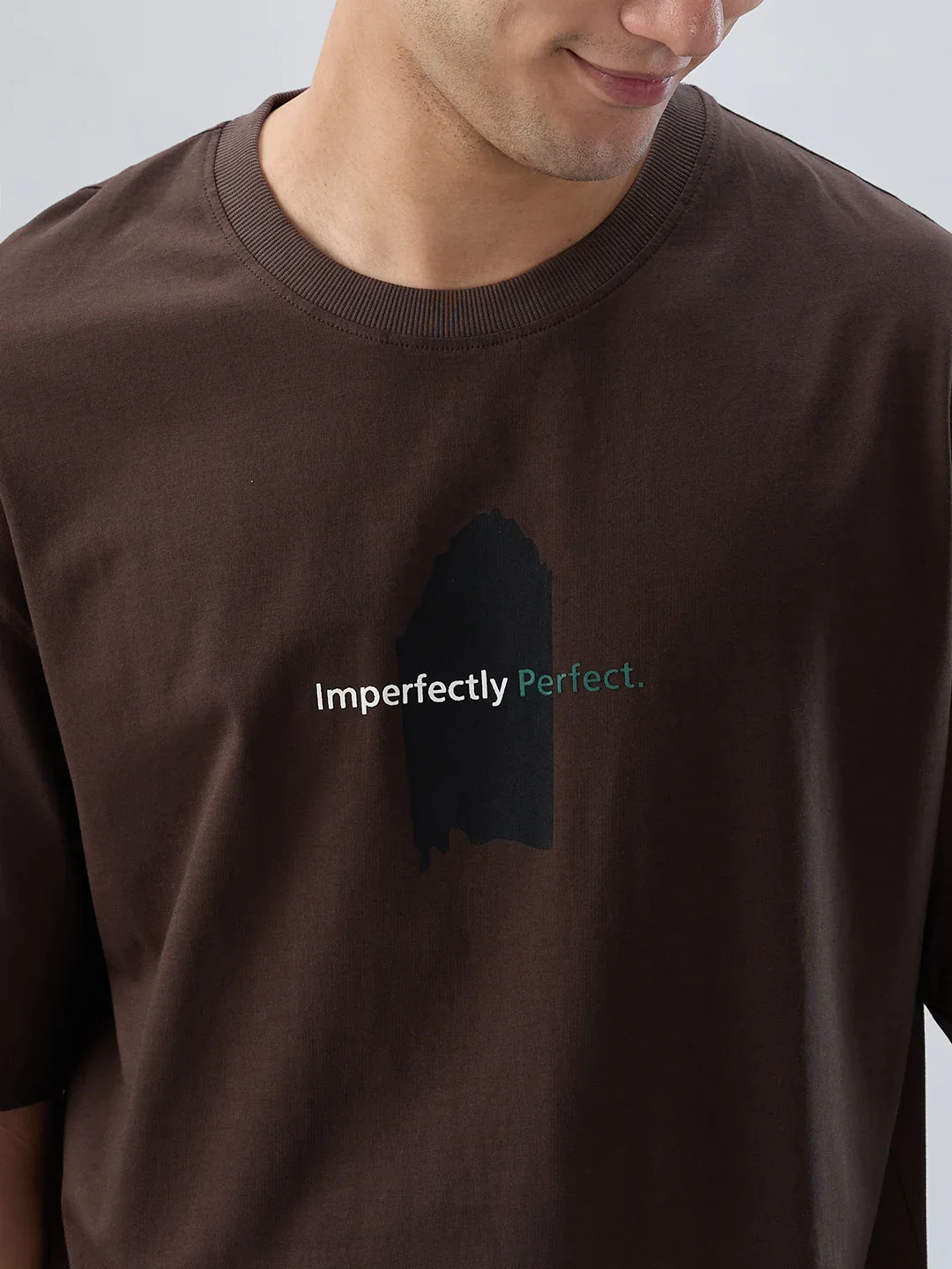Men T-Shirt Graphic Brown Relaxed Fit - Image 4
