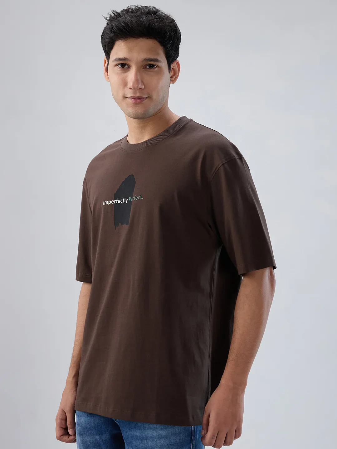 Men T-Shirt Graphic Brown Relaxed Fit - Image 5