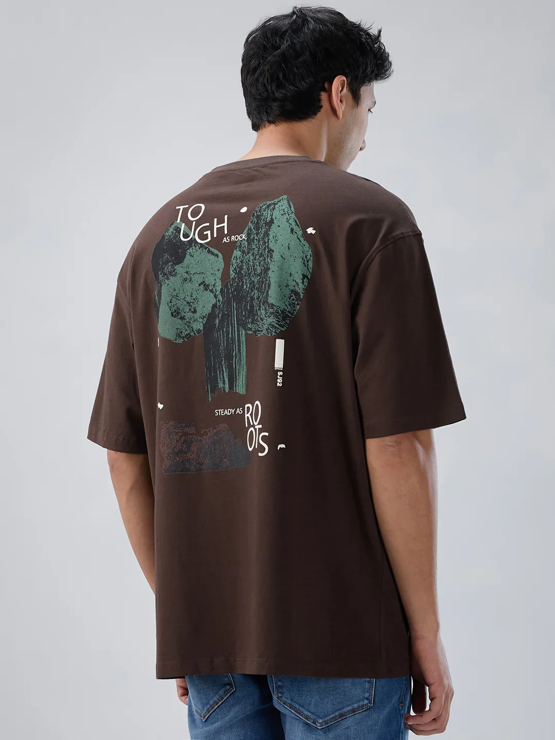 Men T-Shirt Graphic Brown Relaxed Fit - Image 6