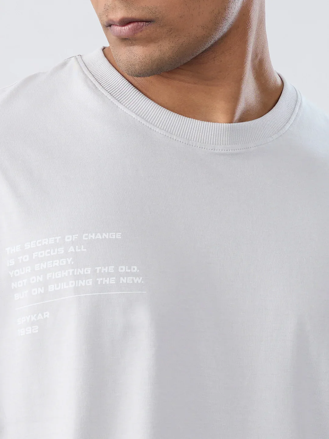 Men T-Shirt Graphic Grey Relaxed Fit - Image 4