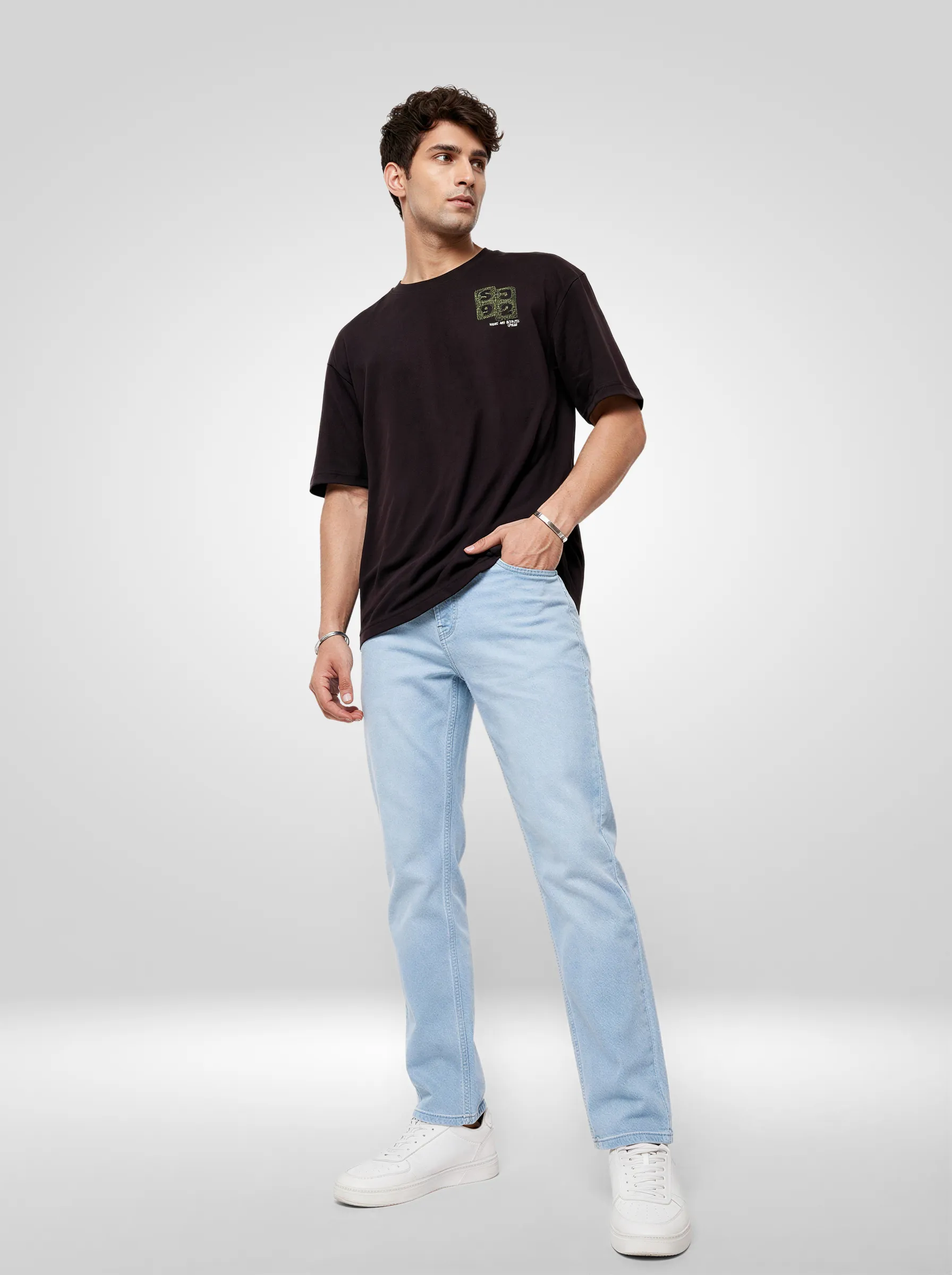 Men T-Shirt Graphic Black Relaxed Fit - Image 2