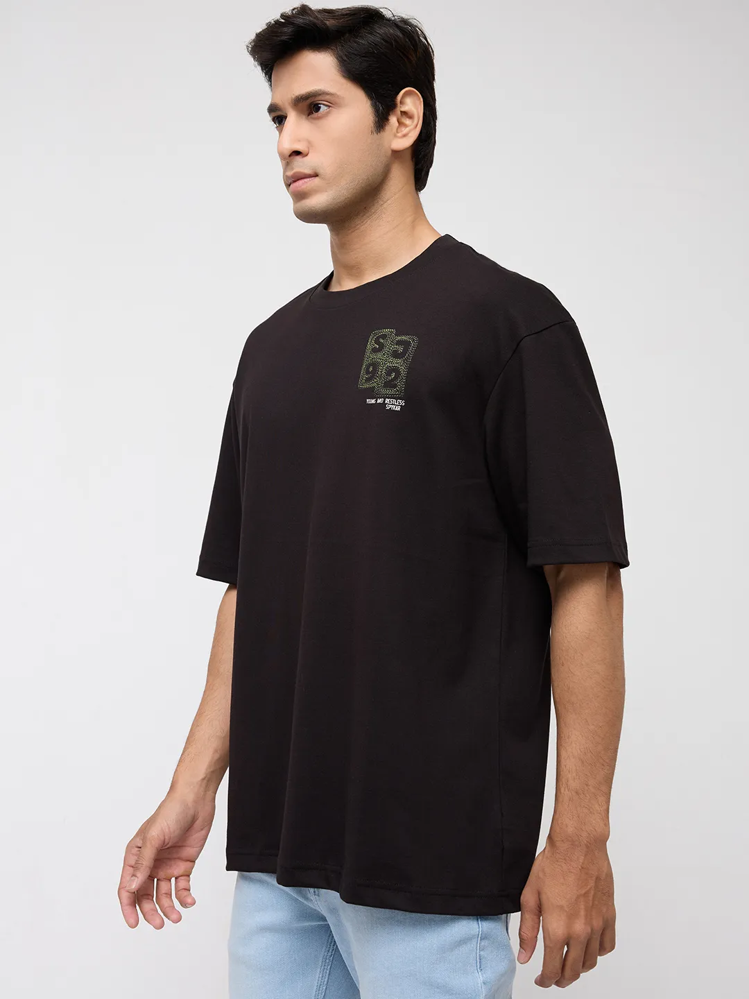 Men T-Shirt Graphic Black Relaxed Fit - Image 4