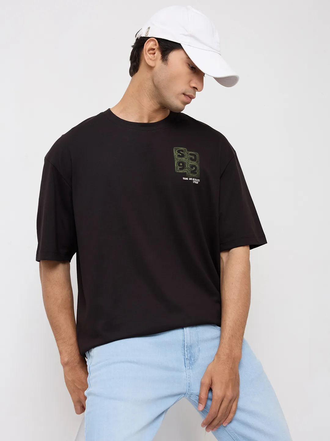 Men T-Shirt Graphic Black Relaxed Fit - Image 7