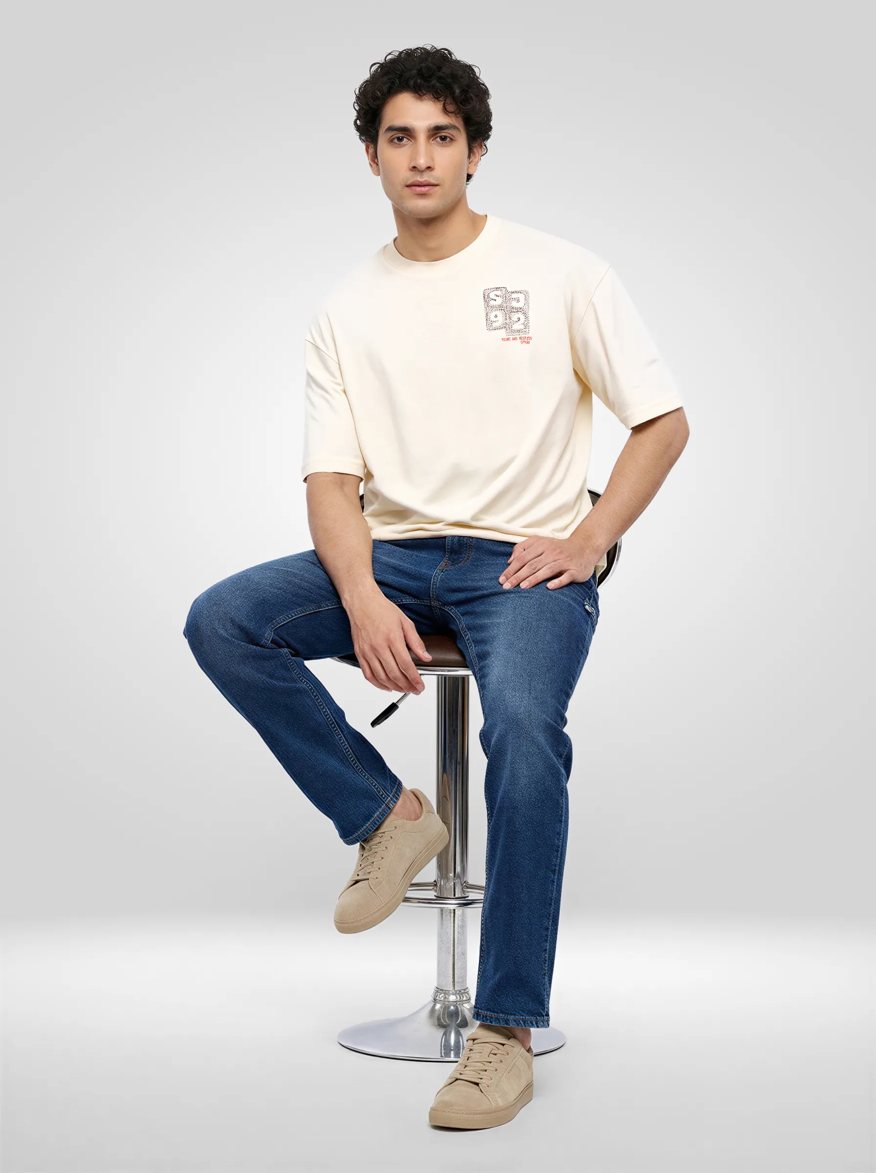 Men T-Shirt Graphic Off White Relaxed Fit - Image 2