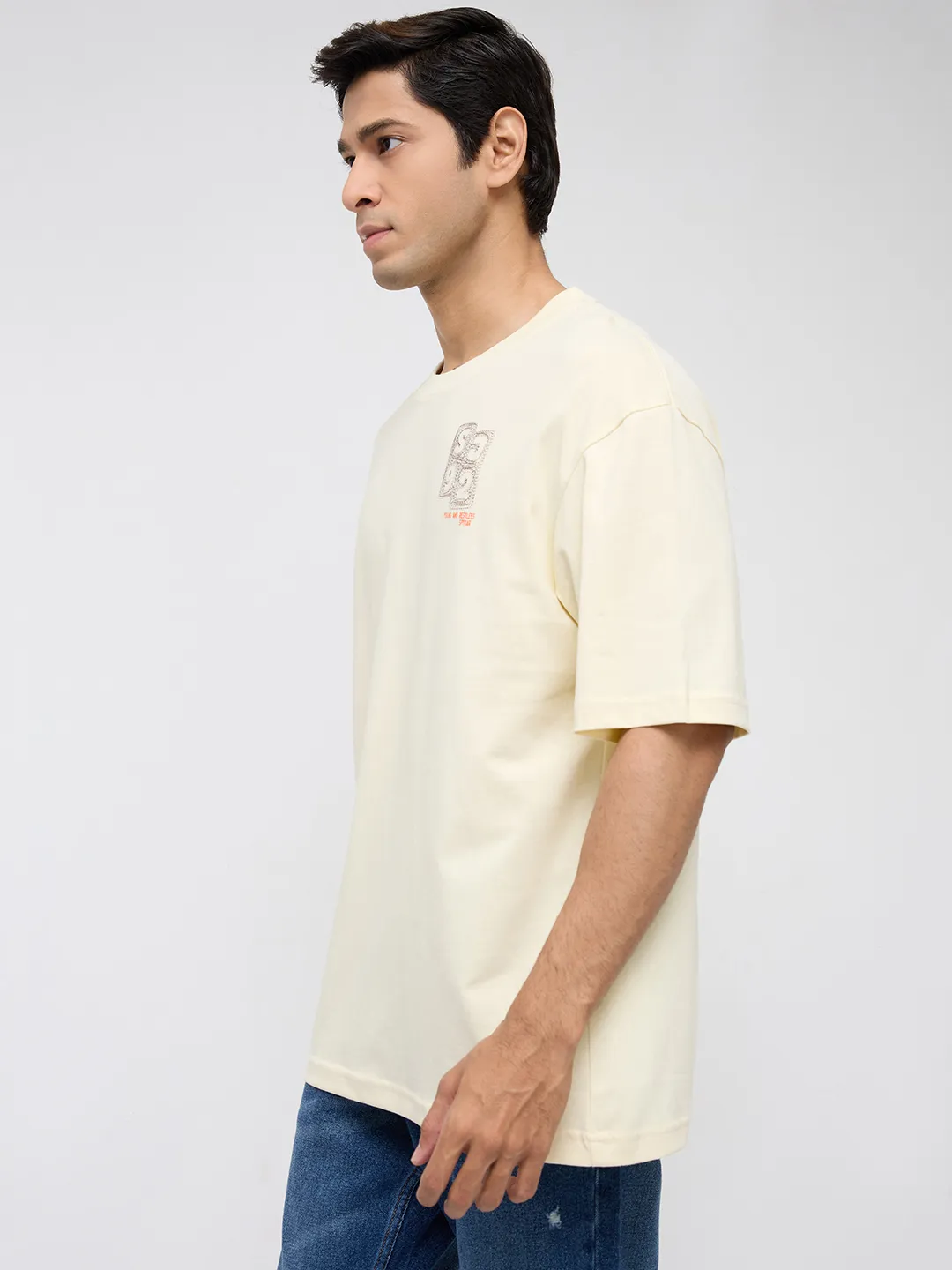 Men T-Shirt Graphic Off White Relaxed Fit - Image 4
