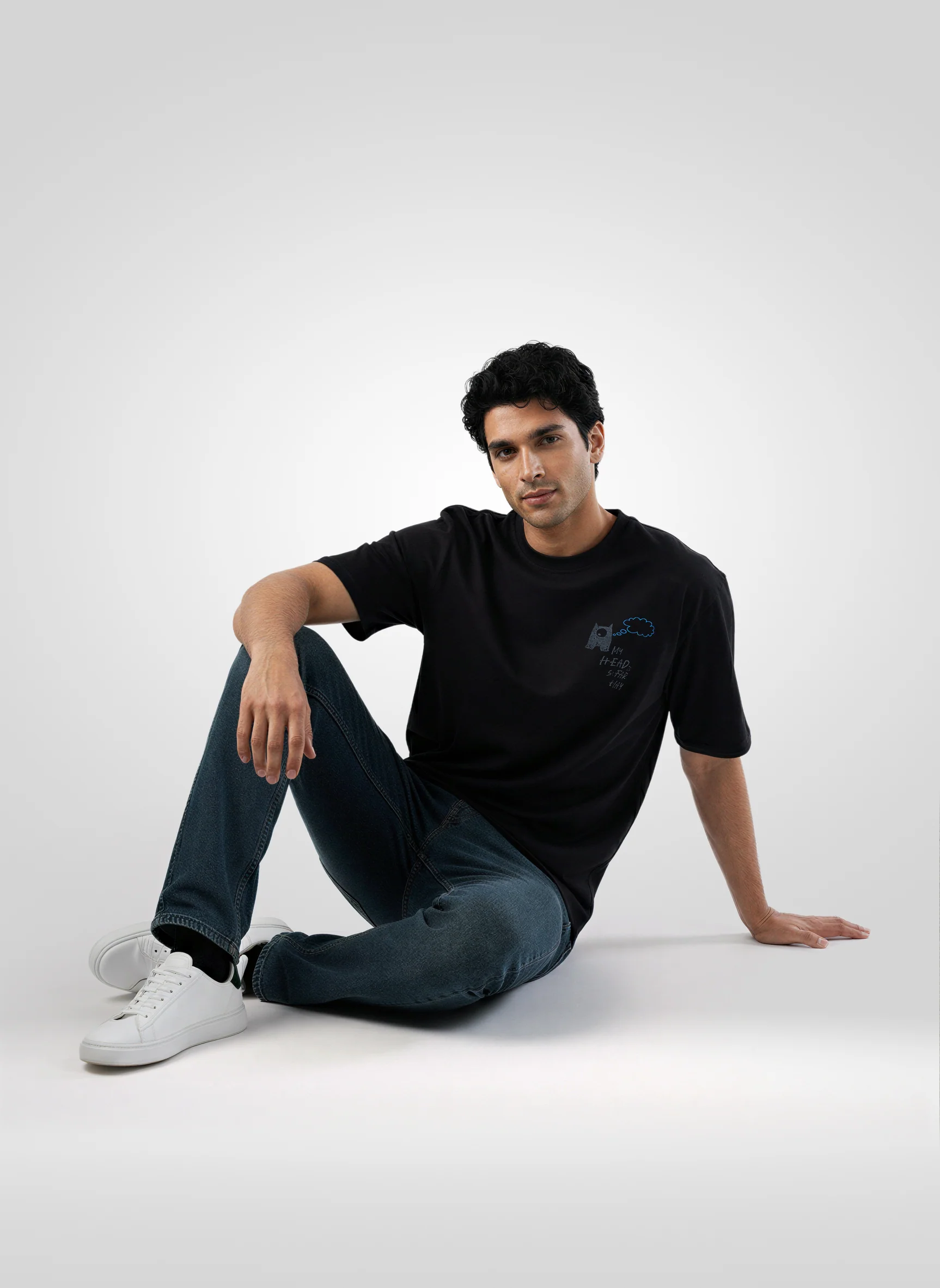 Men T-Shirt Graphic Black Relaxed Fit - Image 2