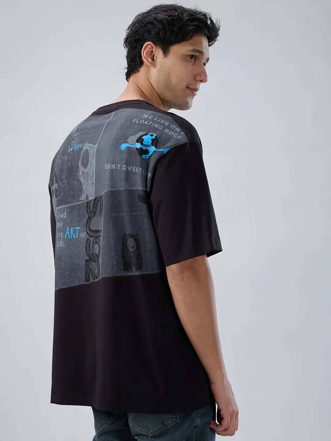 Men T-Shirt Graphic Black Relaxed Fit - Image 5