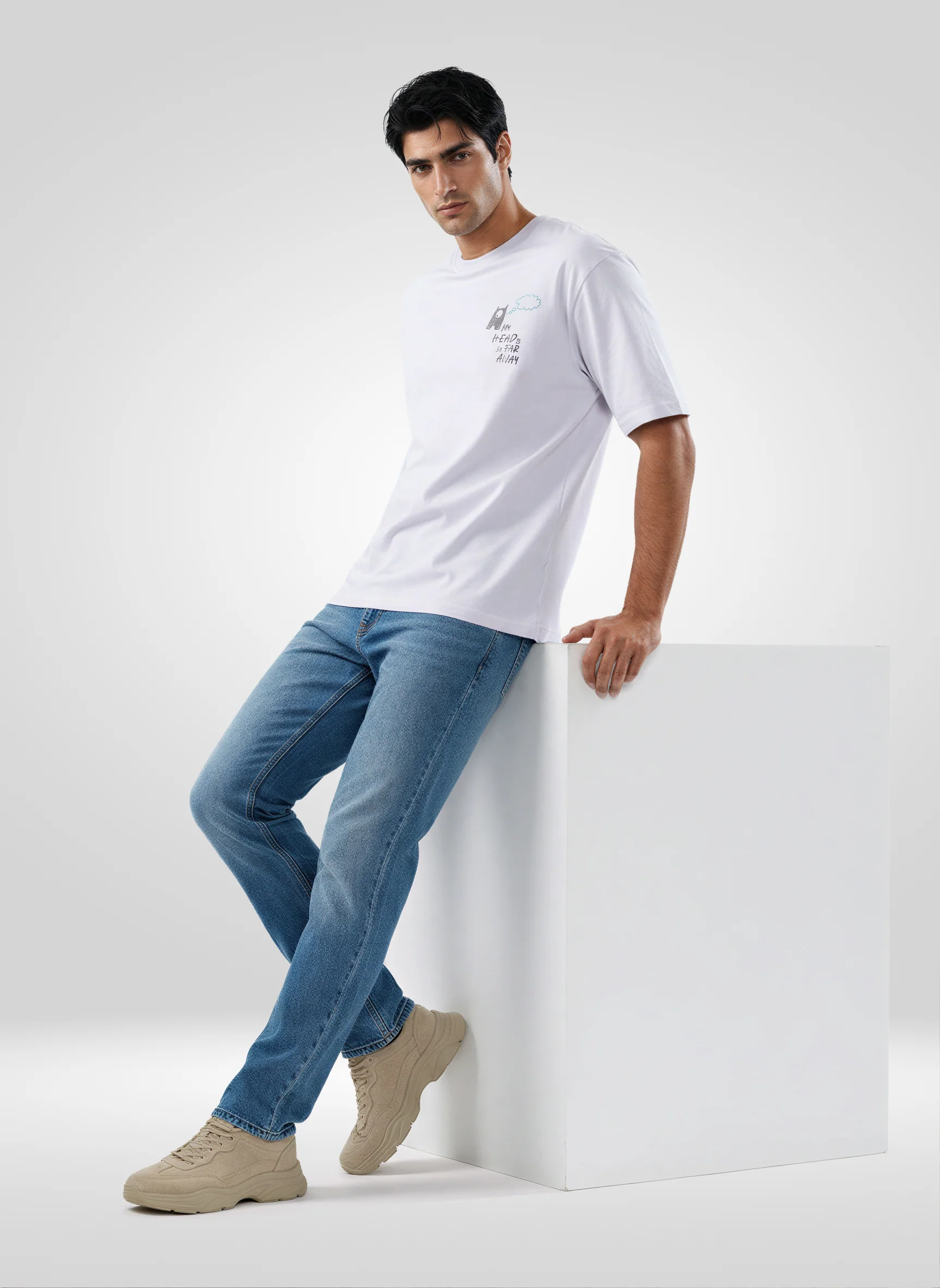 Men T-Shirt Graphic White Relaxed Fit - Image 2