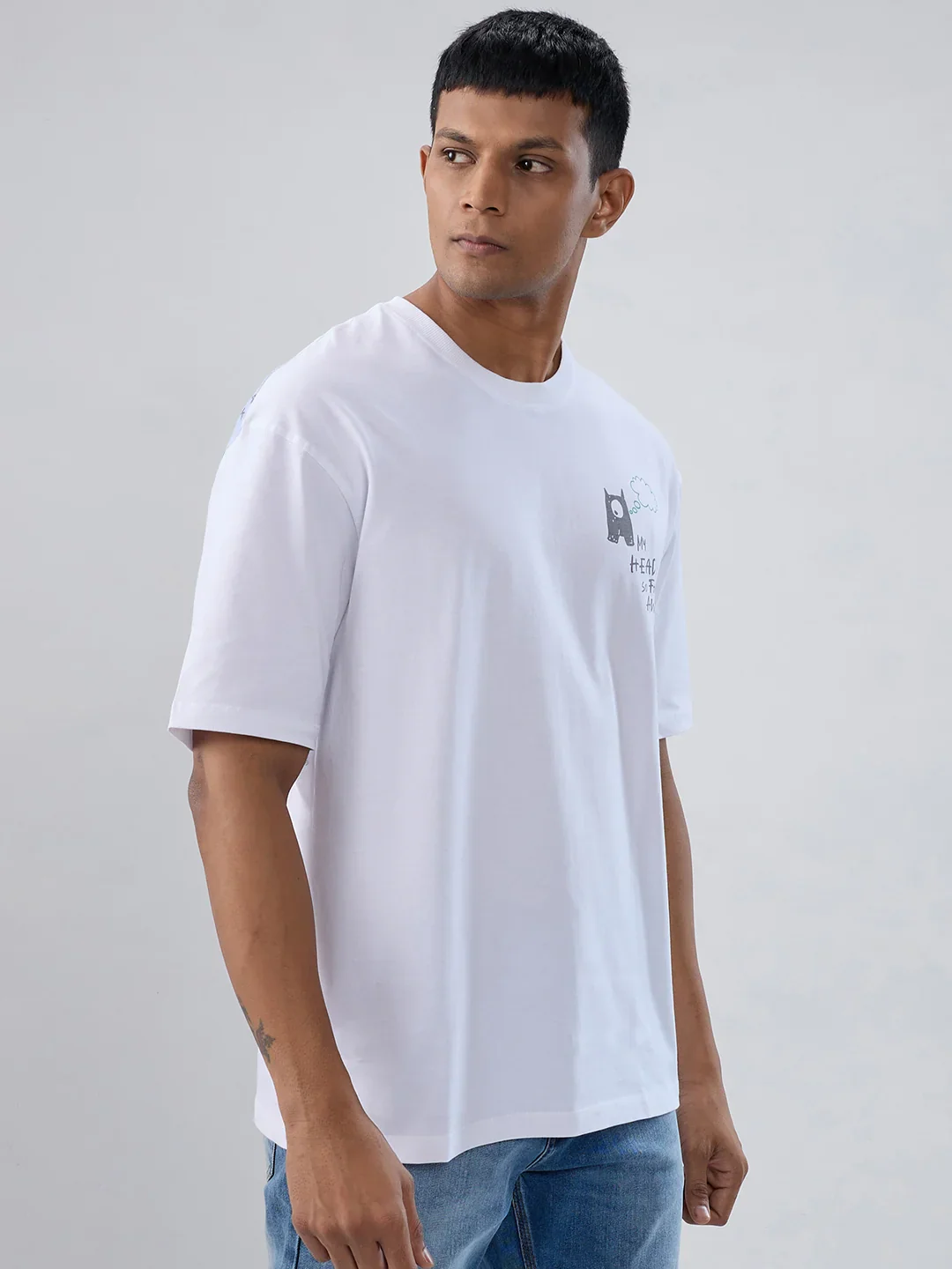 Men T-Shirt Graphic White Relaxed Fit - Image 3