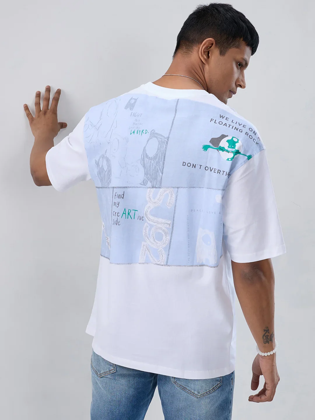 Men T-Shirt Graphic White Relaxed Fit - Image 5