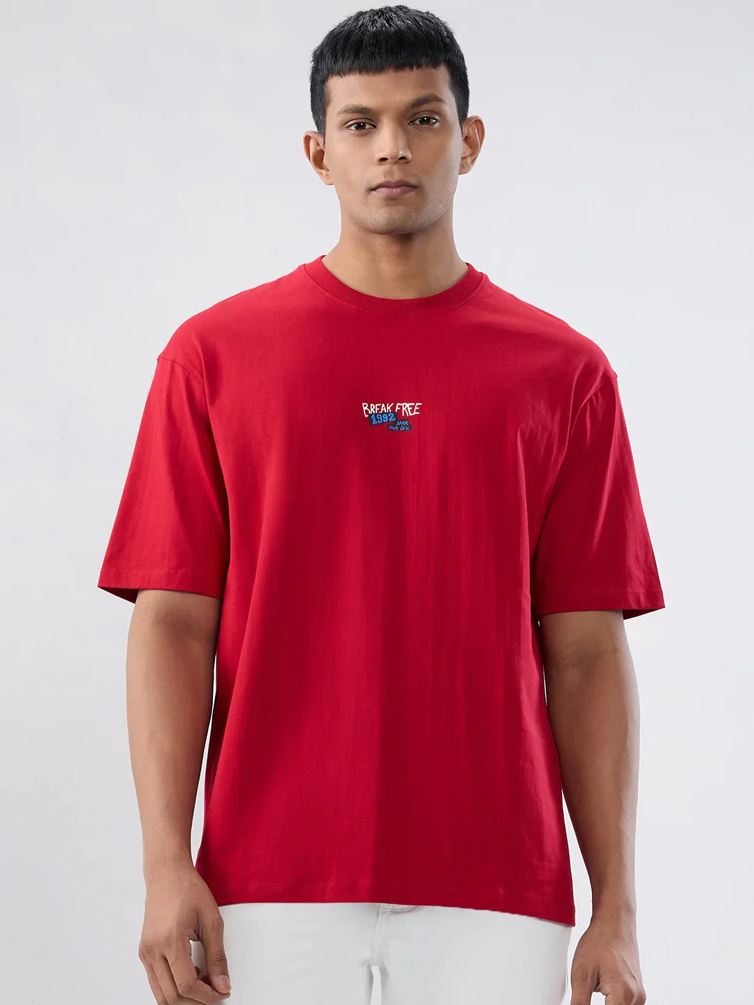Men T-Shirt Graphic Red Relaxed Fit
