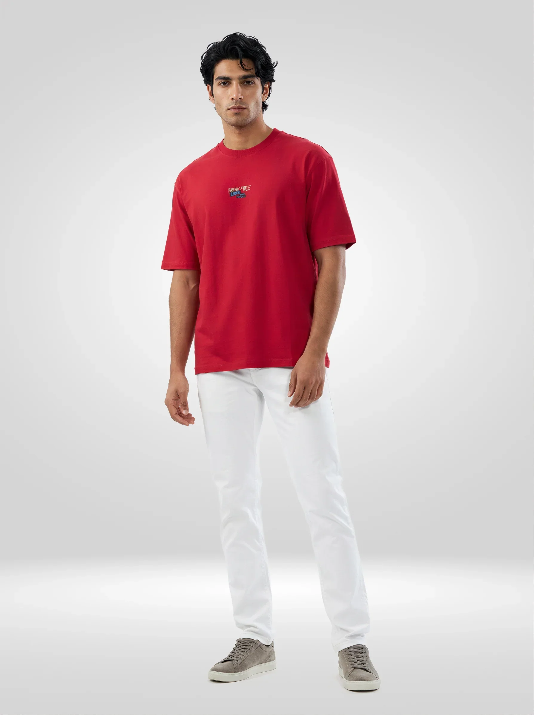 Men T-Shirt Graphic Red Relaxed Fit - Image 2