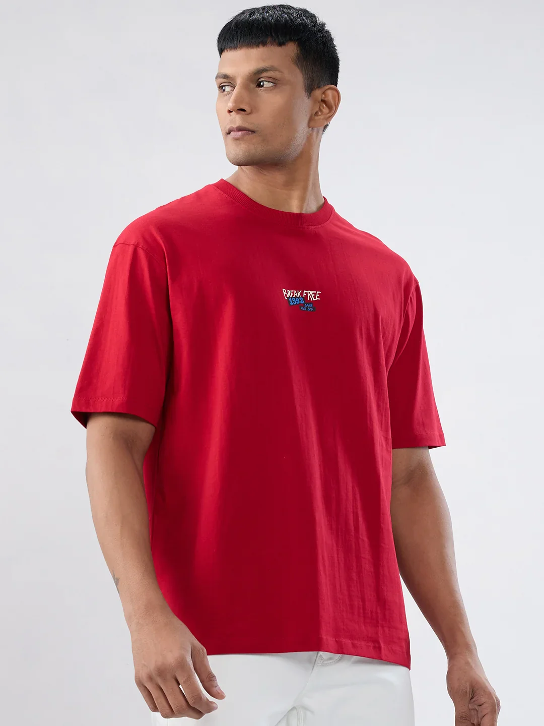 Men T-Shirt Graphic Red Relaxed Fit - Image 3