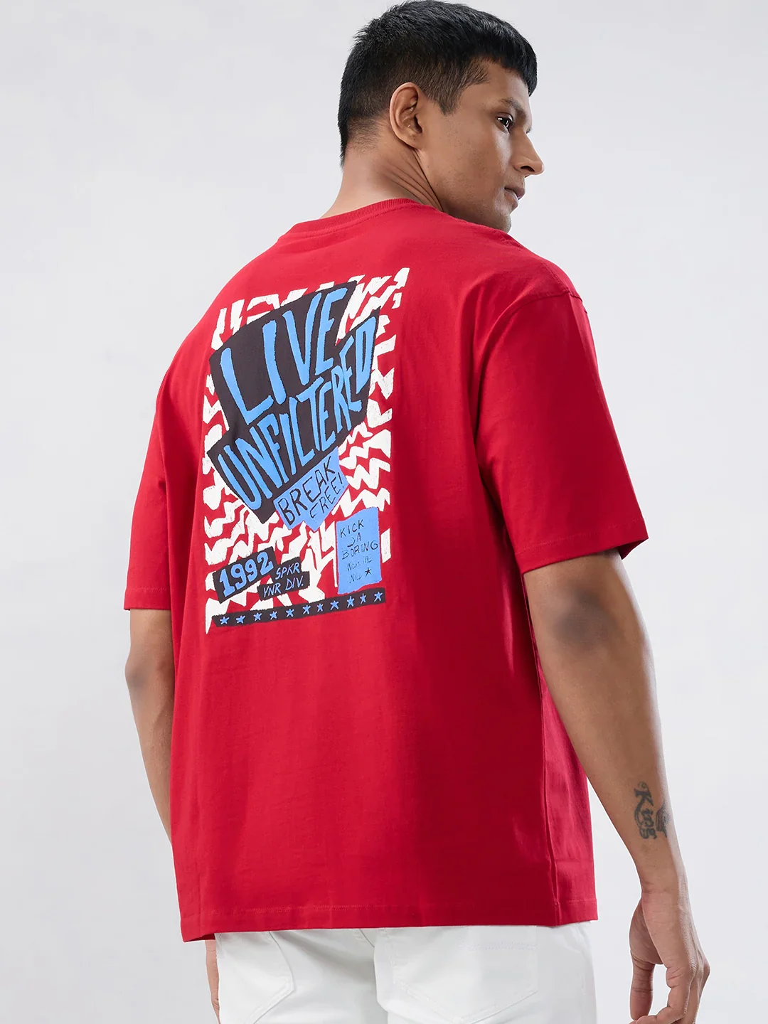 Men T-Shirt Graphic Red Relaxed Fit - Image 6