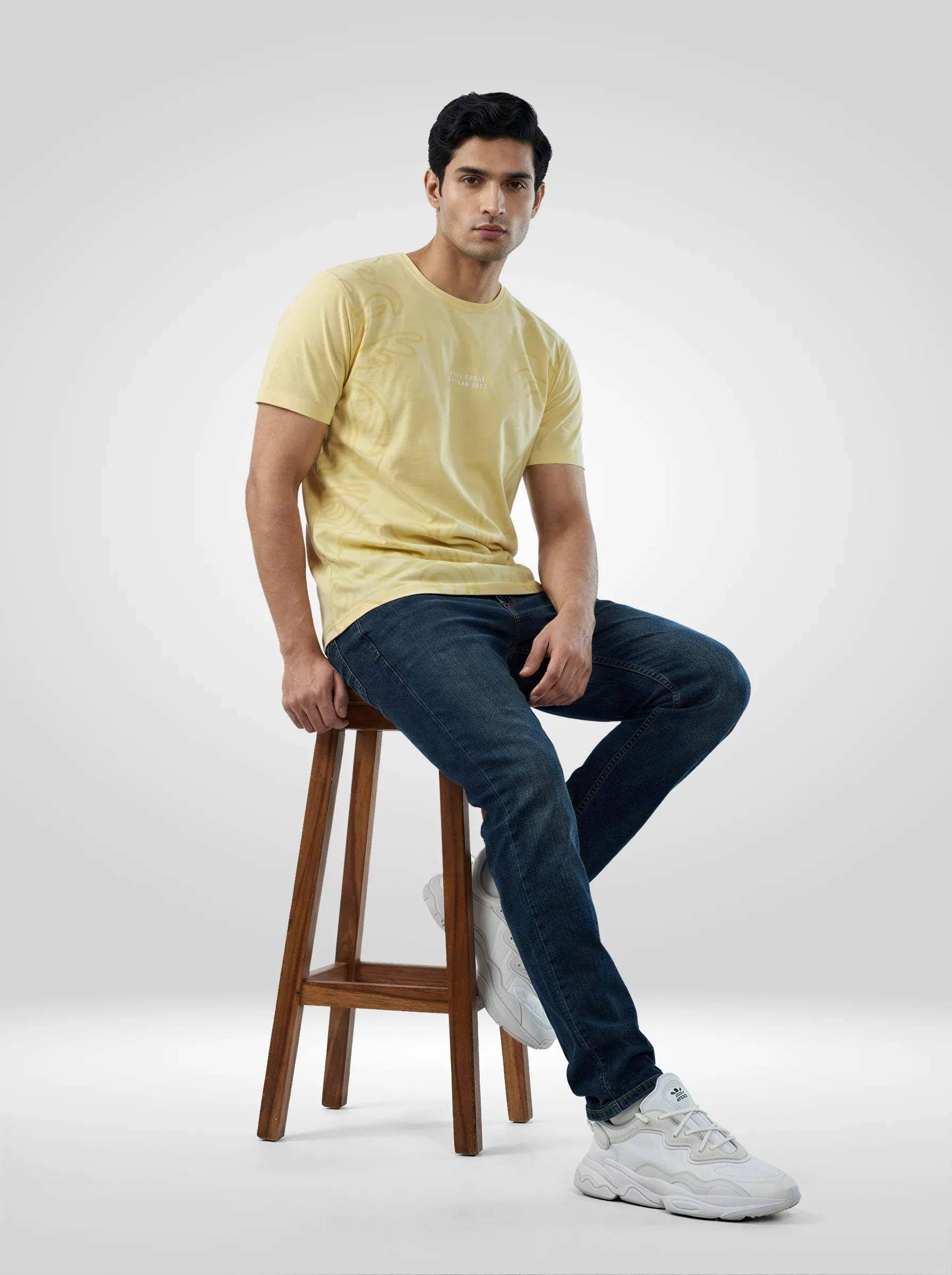 Men T-Shirt Graphic Yellow Regular Fit - Image 2