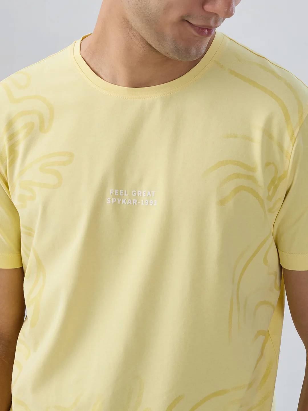 Men T-Shirt Graphic Yellow Regular Fit - Image 4