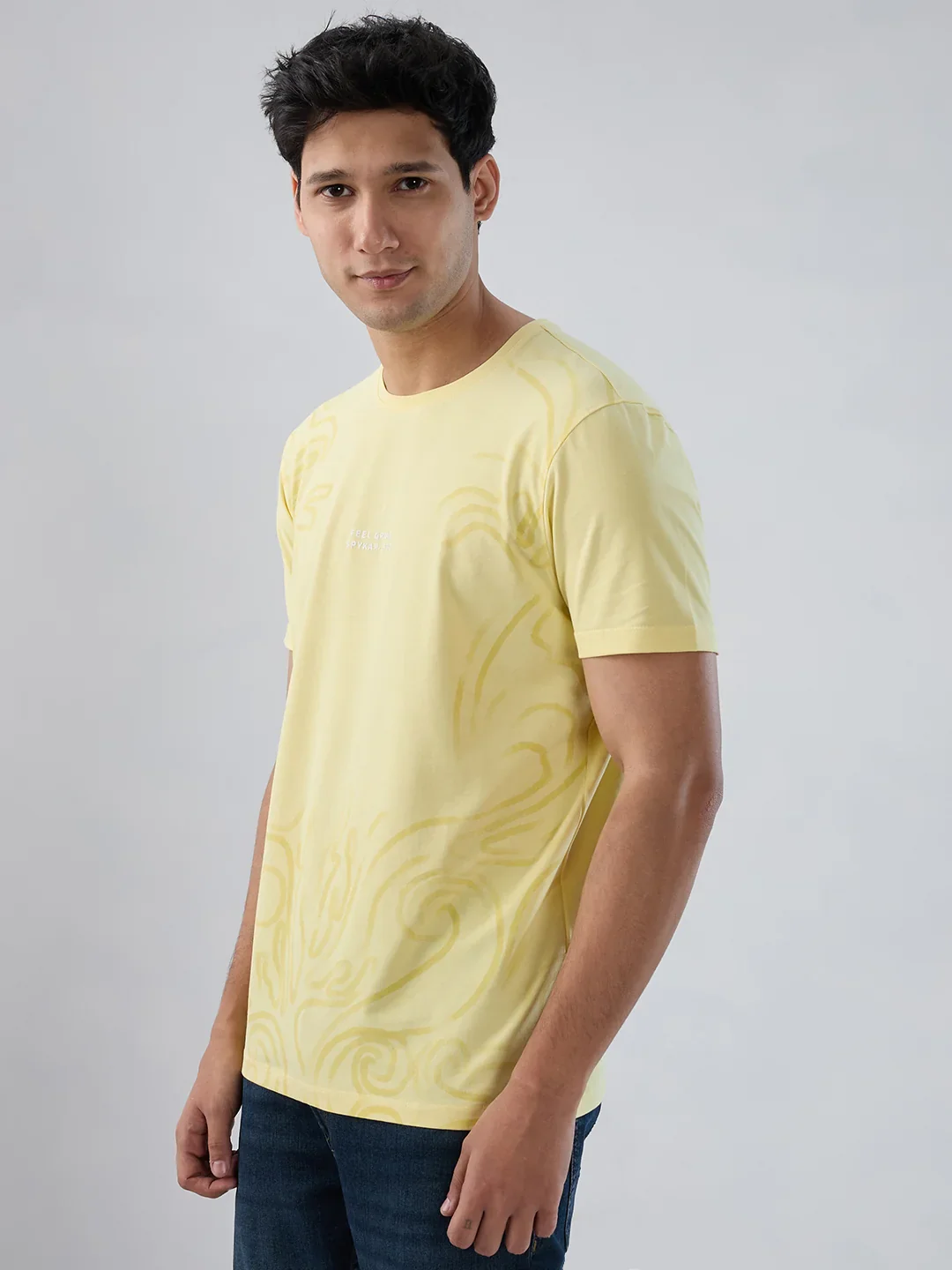 Men T-Shirt Graphic Yellow Regular Fit - Image 5