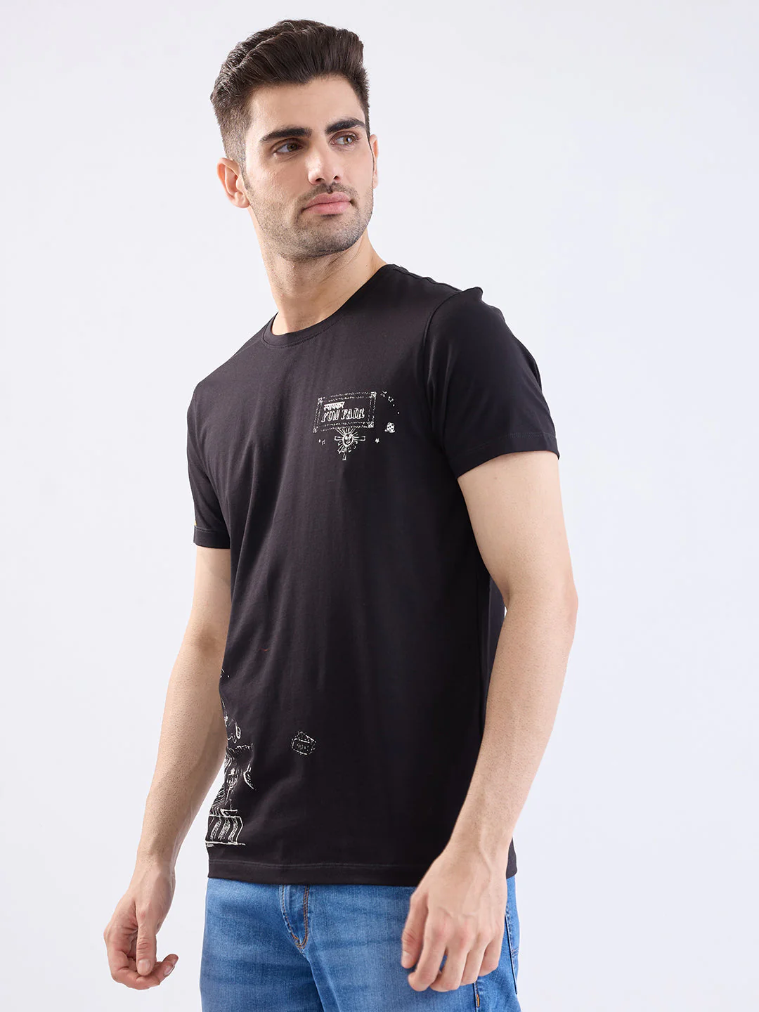 Men T-Shirt Black Slim Fit - Image 3