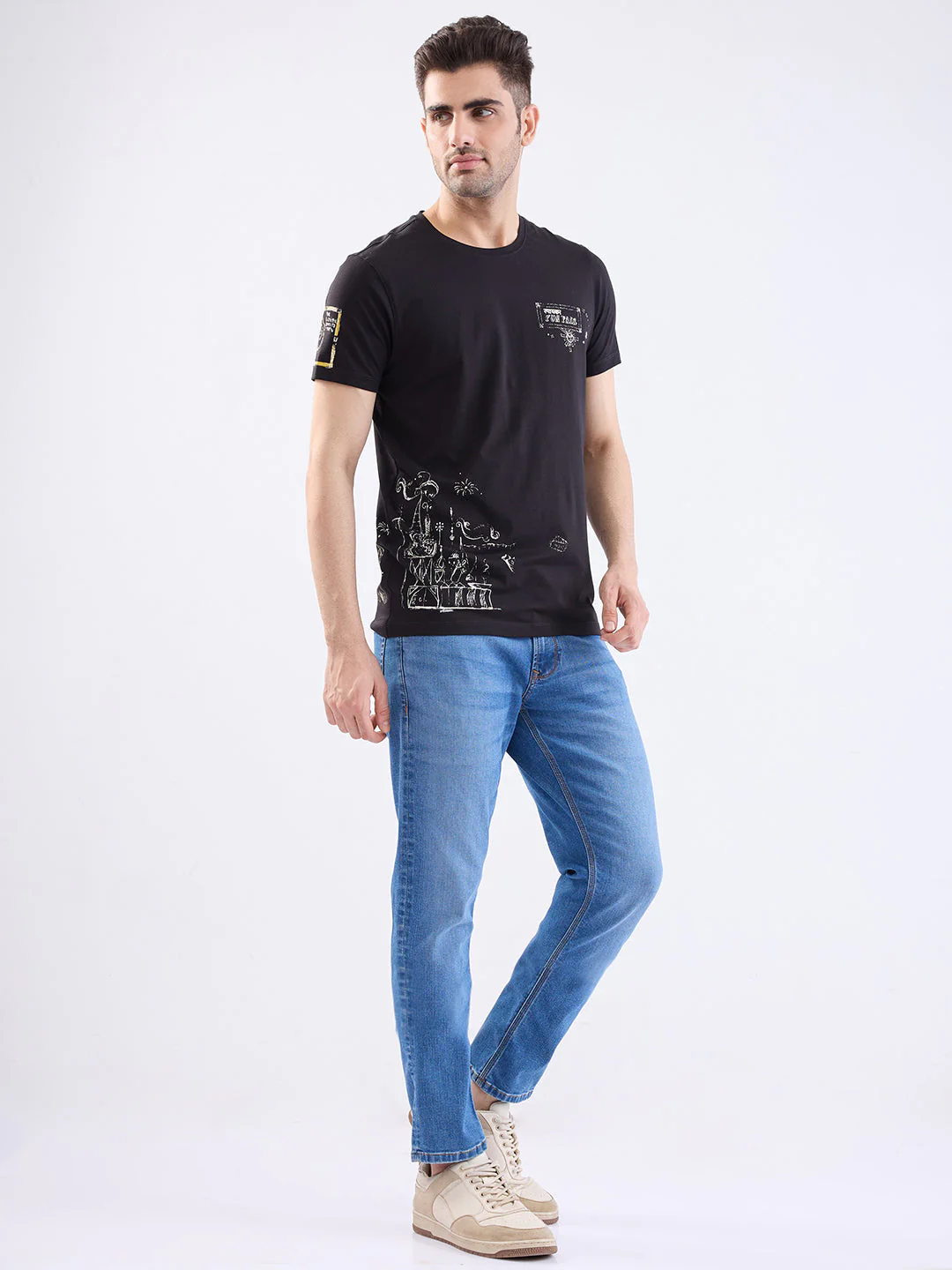 Men T-Shirt Black Slim Fit - Image 5