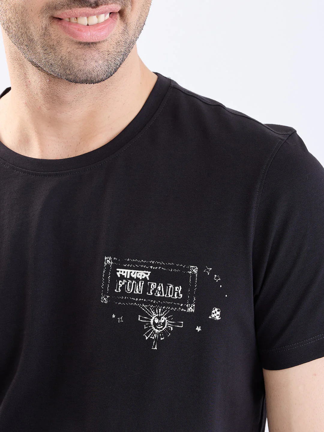Men T-Shirt Black Slim Fit - Image 6