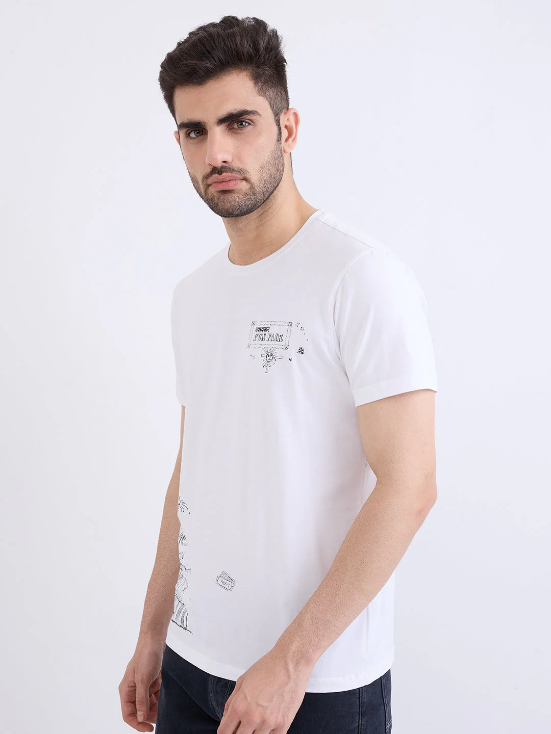 Men T-Shirt White Slim Fit - Image 3