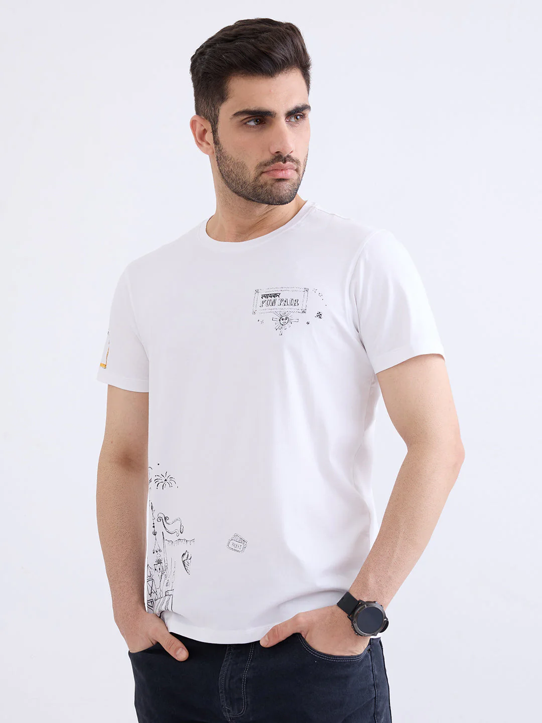 Men T-Shirt White Slim Fit - Image 7