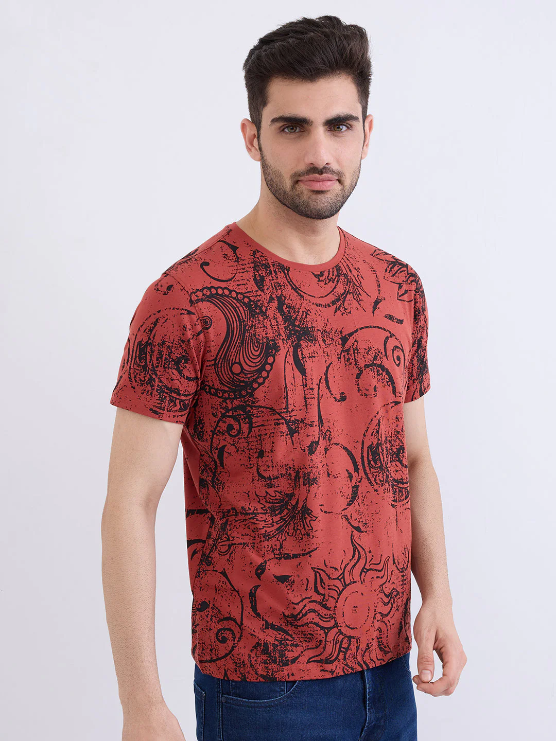 Men T-Shirt Red Slim Fit