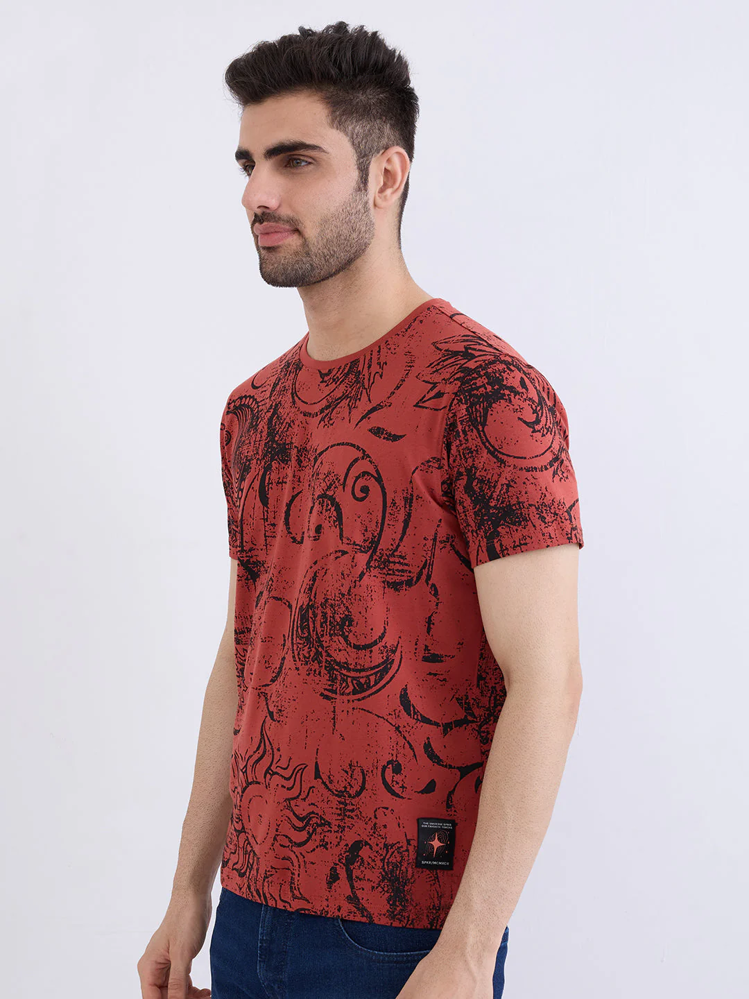 Men T-Shirt Red Slim Fit - Image 3