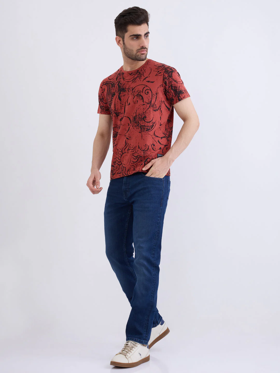 Men T-Shirt Red Slim Fit - Image 5