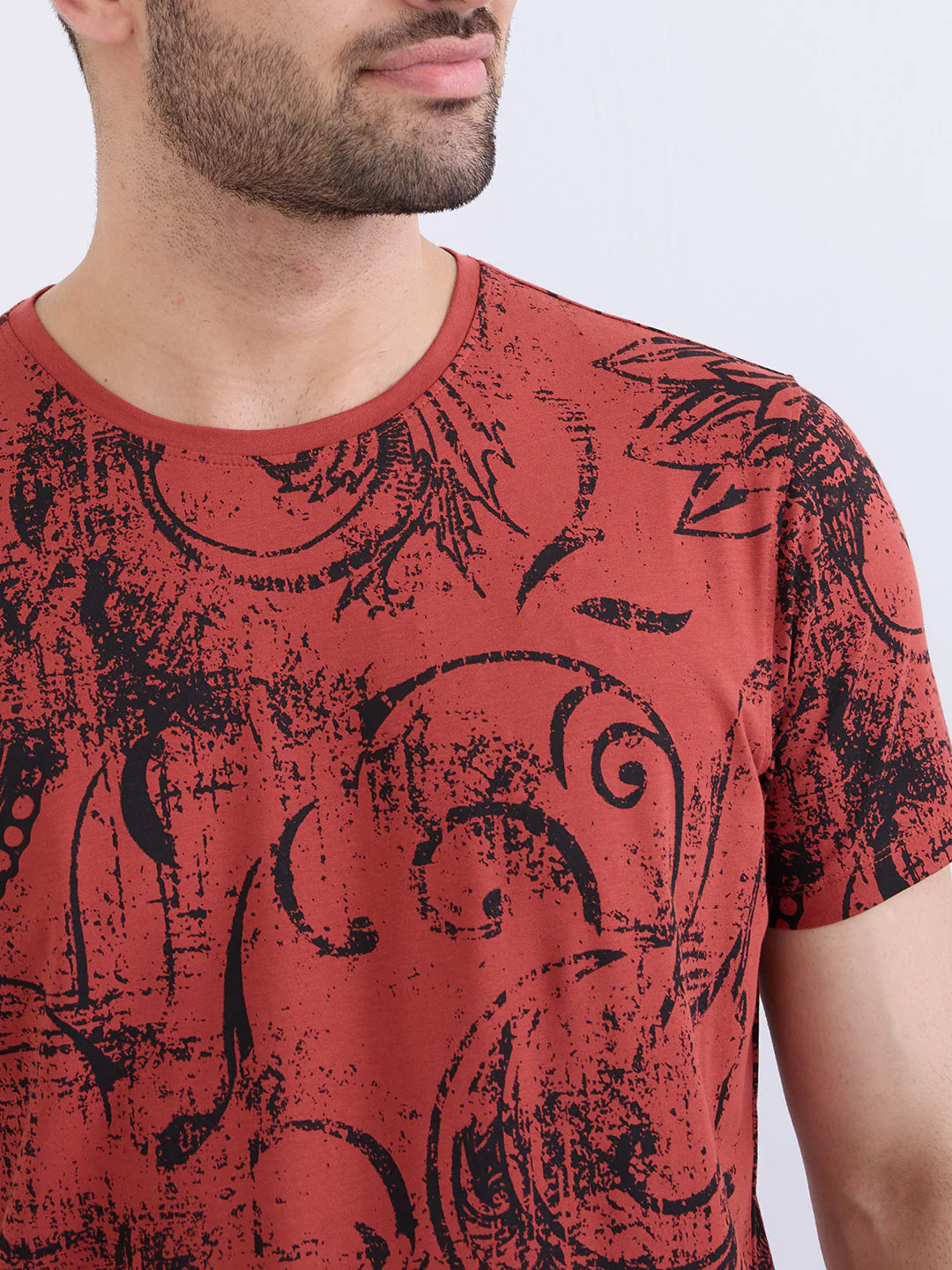 Men T-Shirt Red Slim Fit - Image 6