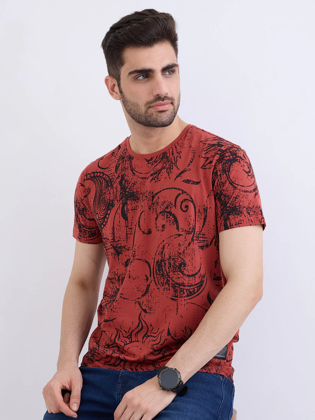 Men T-Shirt Red Slim Fit - Image 7