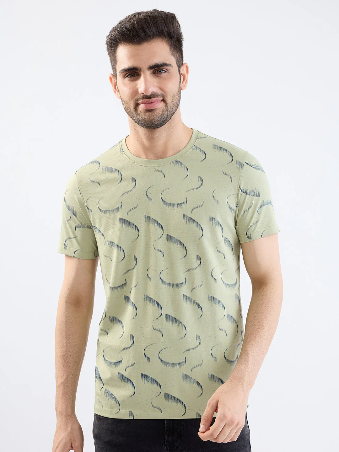 Men T-Shirt Green Slim Fit - Image 2