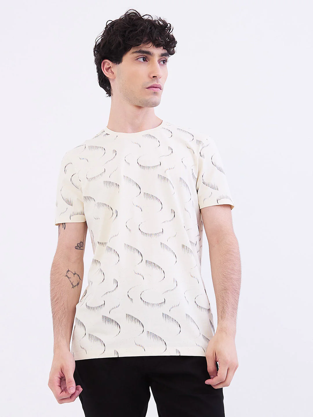 Men T-Shirt White Slim Fit - Image 2