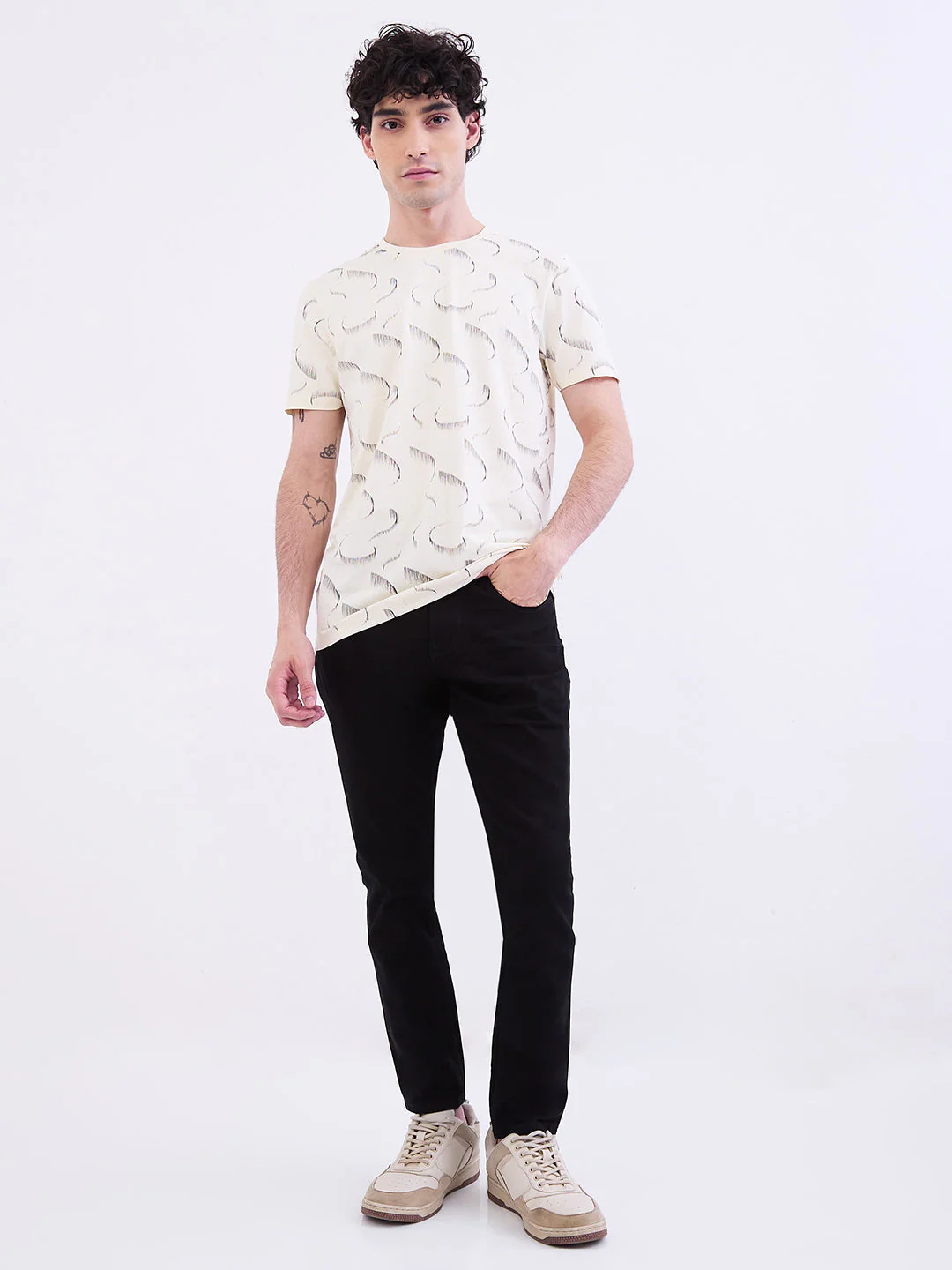 Men T-Shirt White Slim Fit - Image 5